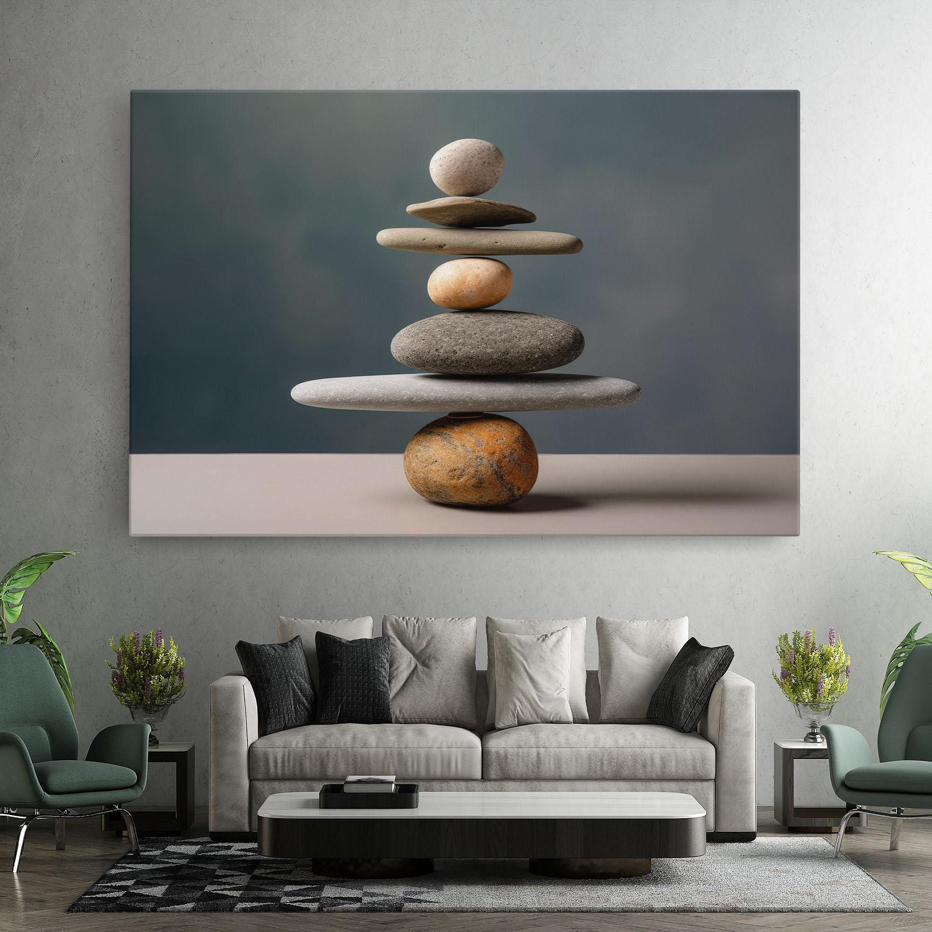 Leinwandbild Balance Pebbles Pyramid mockup 7