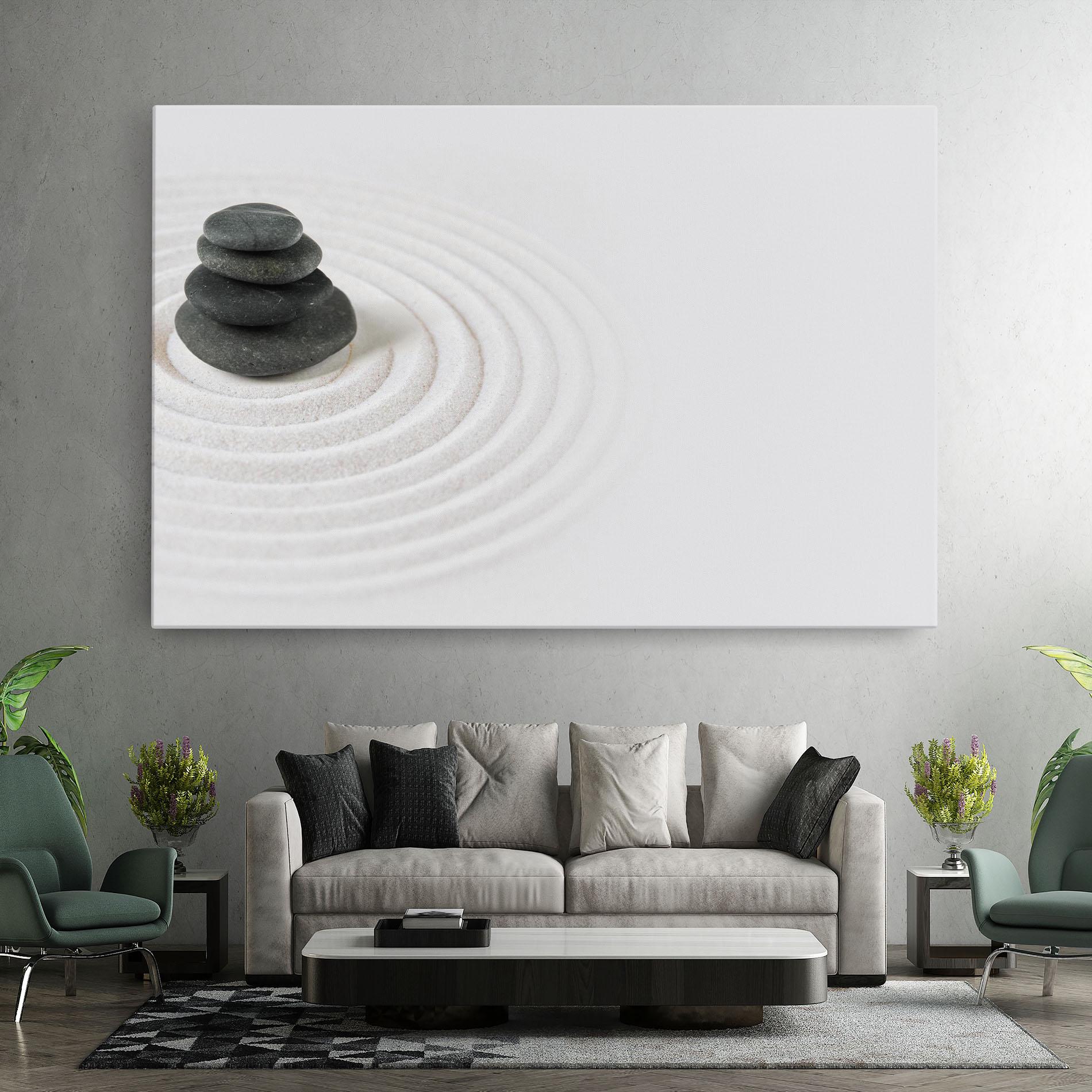 Leinwandbild Black Stones Sand mockup 7