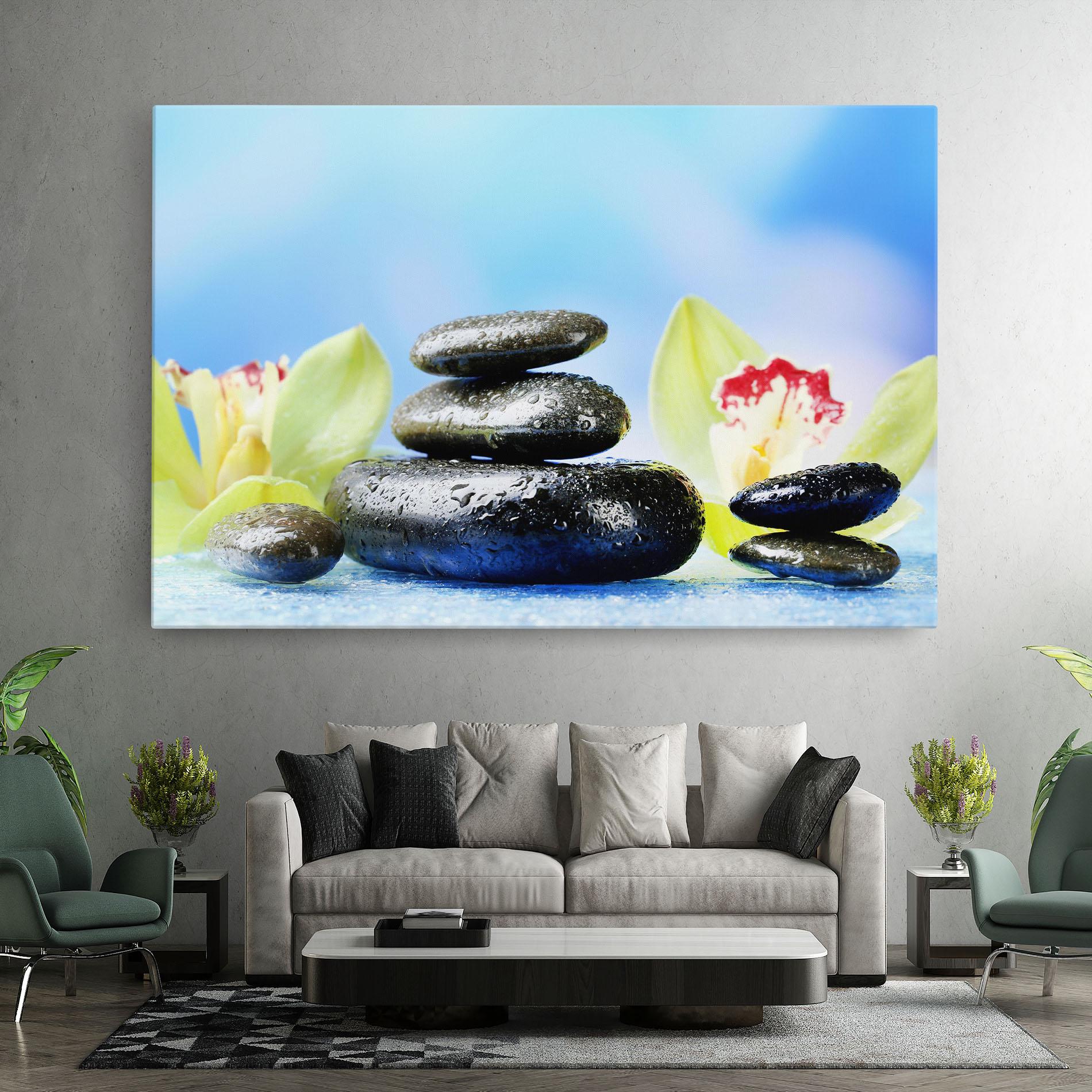 Leinwandbild Blooming Orchid Stone mockup 7