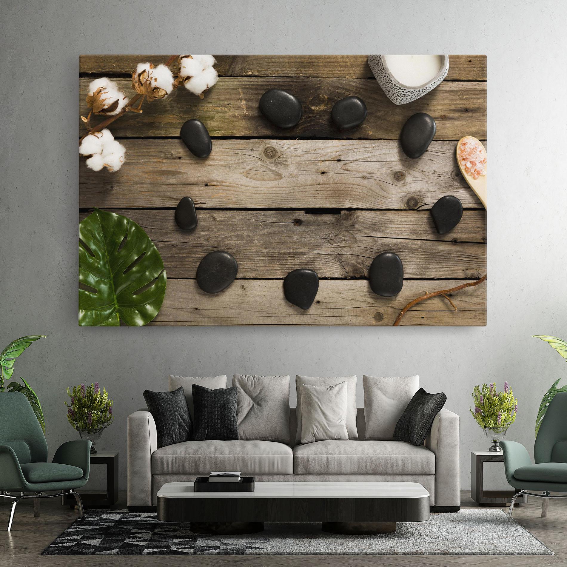 Leinwandbild Cotton Flowers Stones mockup 7