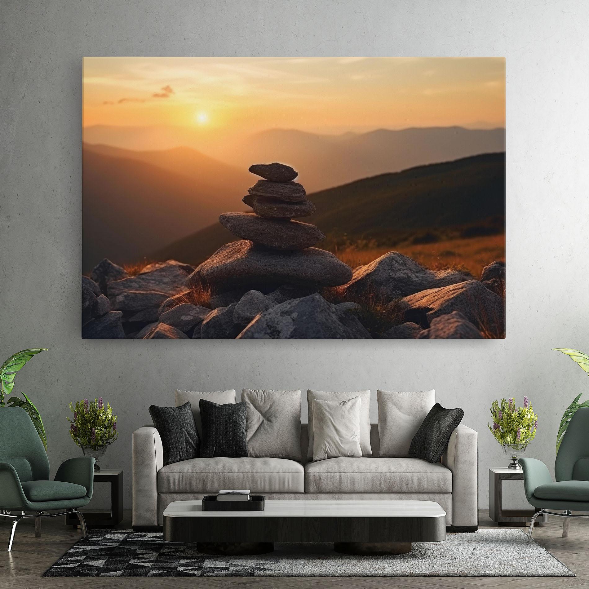 Leinwandbild Nature Sunset Stones mockup 7