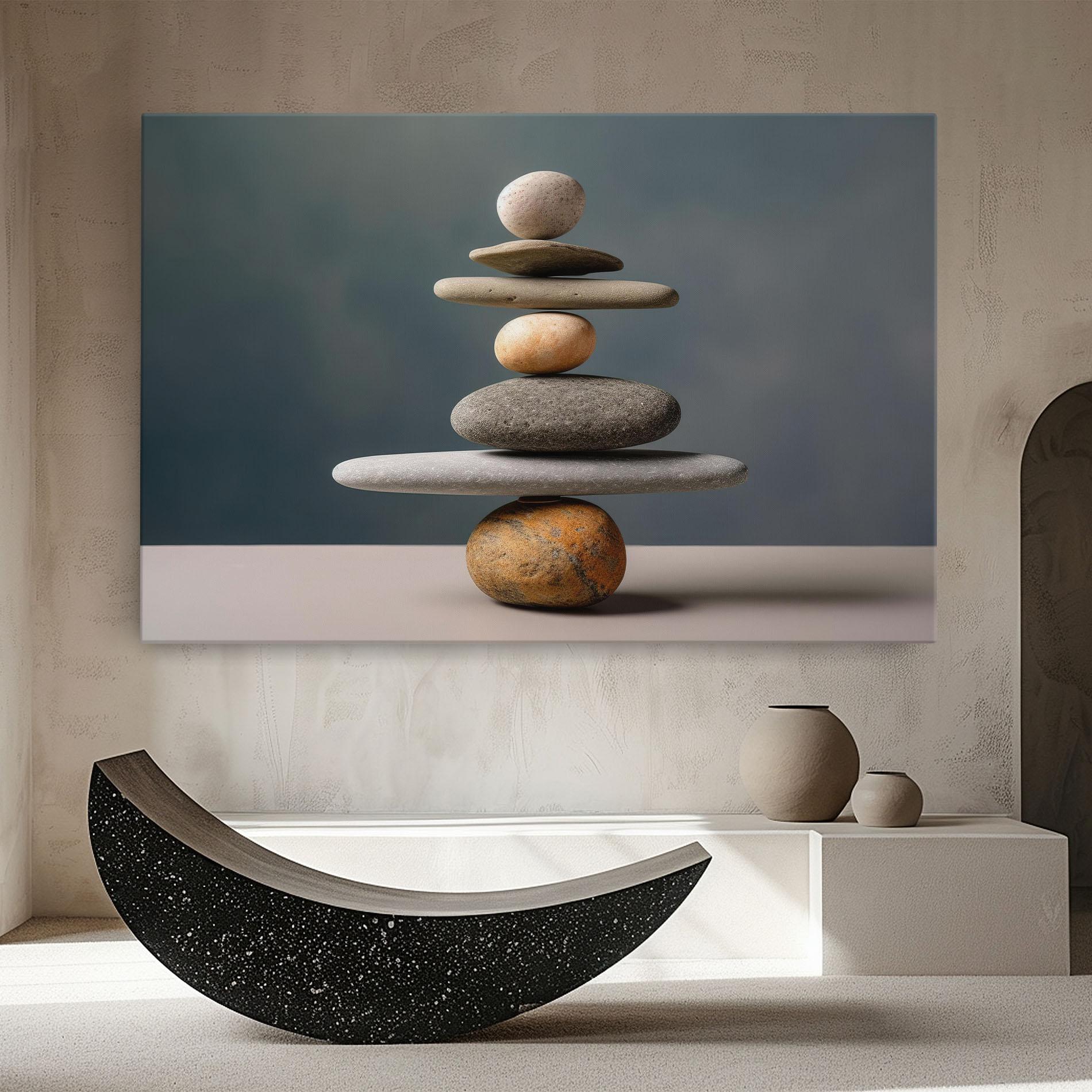 Leinwandbild Balance Pebbles Pyramid mockup 8