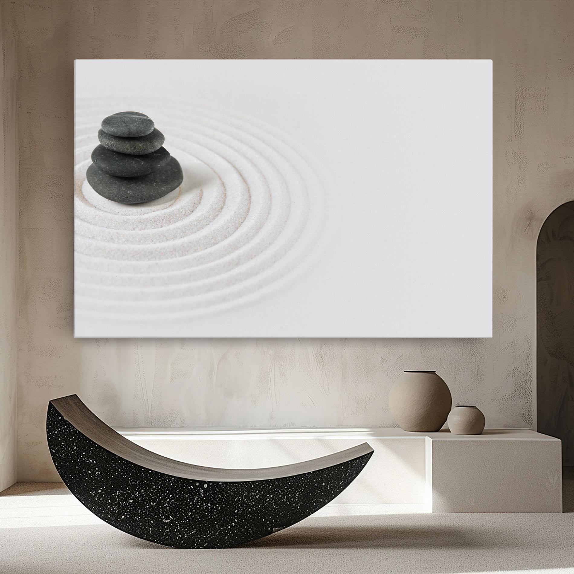 Leinwandbild Black Stones Sand mockup 8