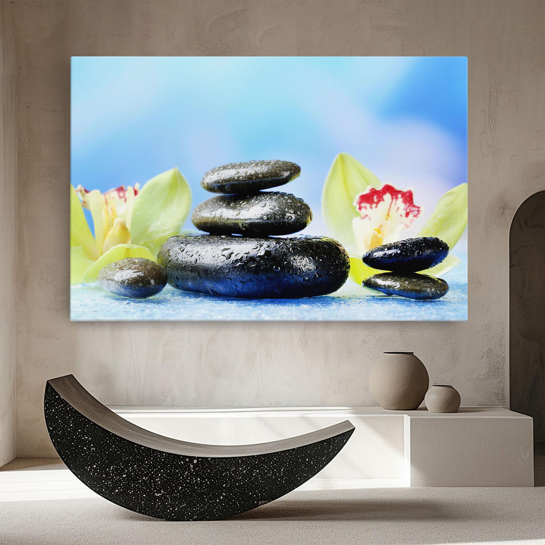 Leinwandbild Blooming Orchid Stone mockup 8