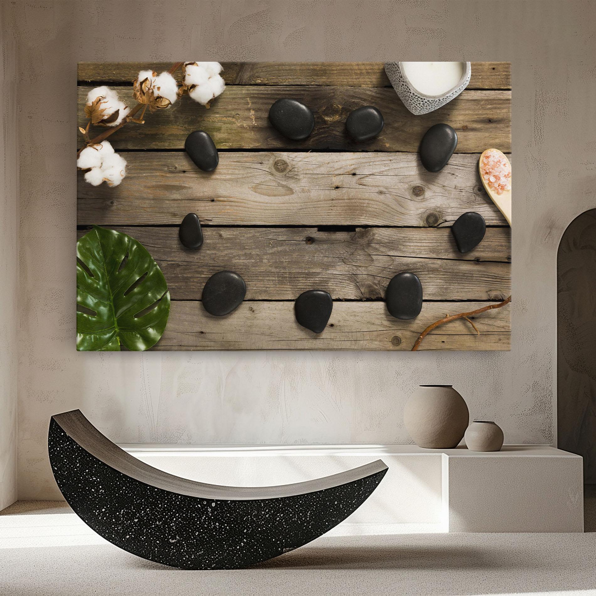 Leinwandbild Cotton Flowers Stones mockup 8