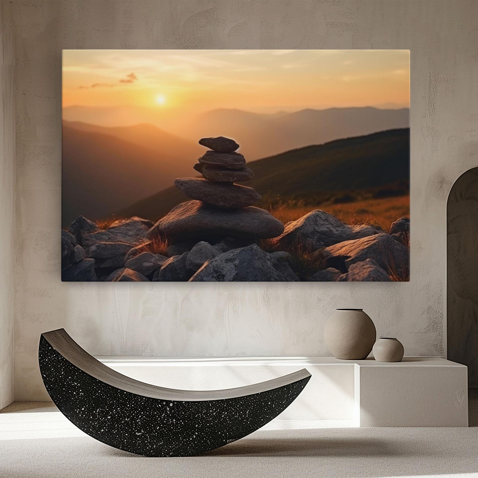 Leinwandbild Nature Sunset Stones mockup 8