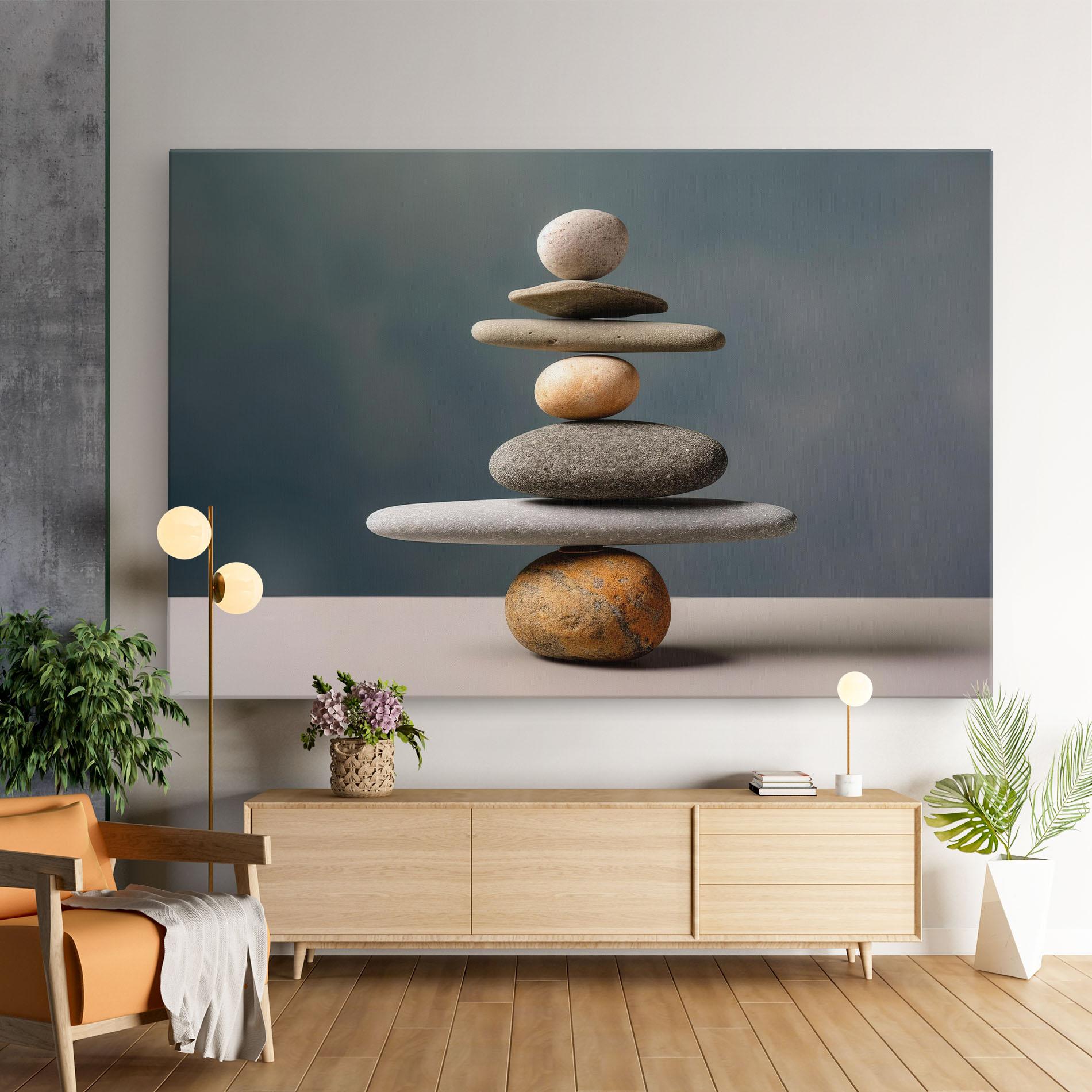 Leinwandbild Balance Pebbles Pyramid mockup 9