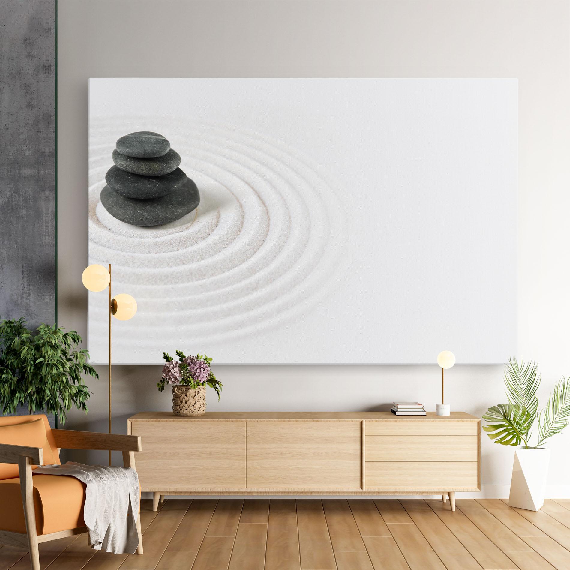 Leinwandbild Black Stones Sand mockup 9