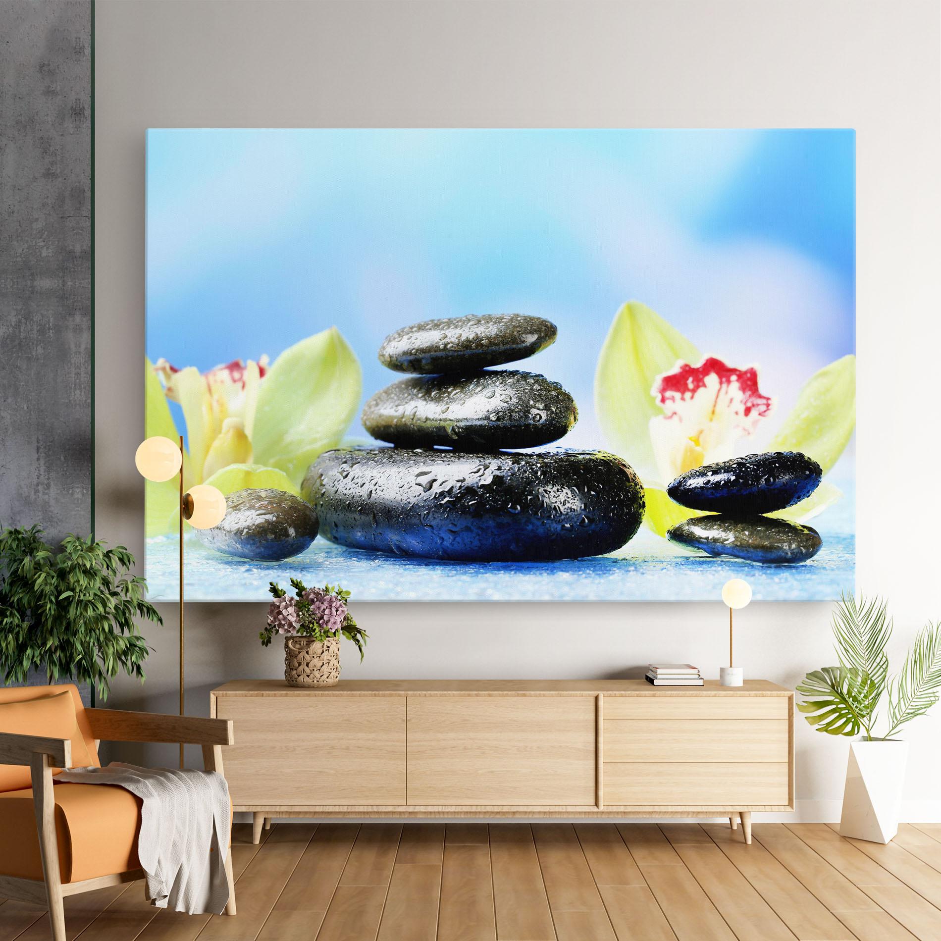 Leinwandbild Blooming Orchid Stone mockup 9
