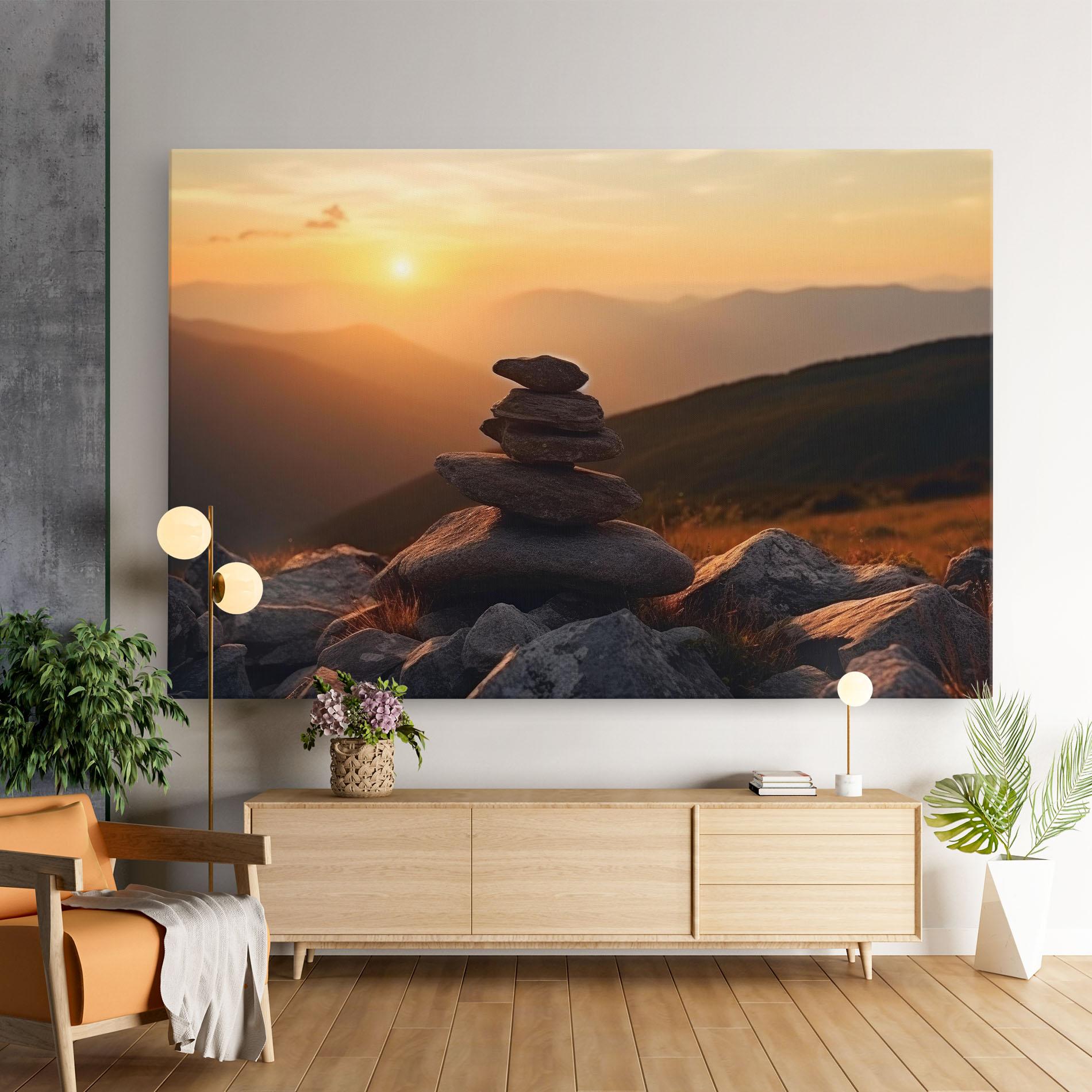Leinwandbild Nature Sunset Stones mockup 9