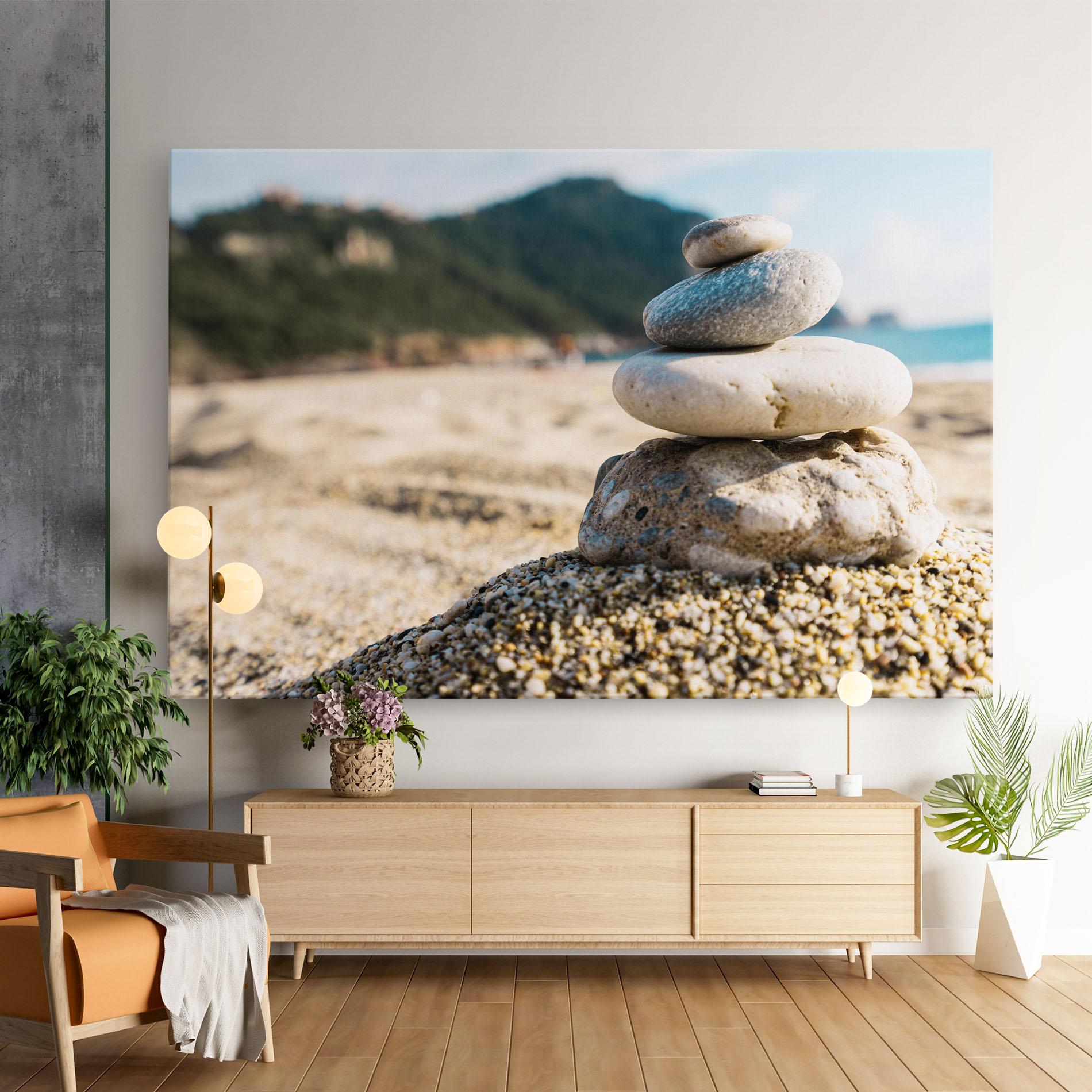 Leinwandbild Pyramid Stones Beach mockup 9