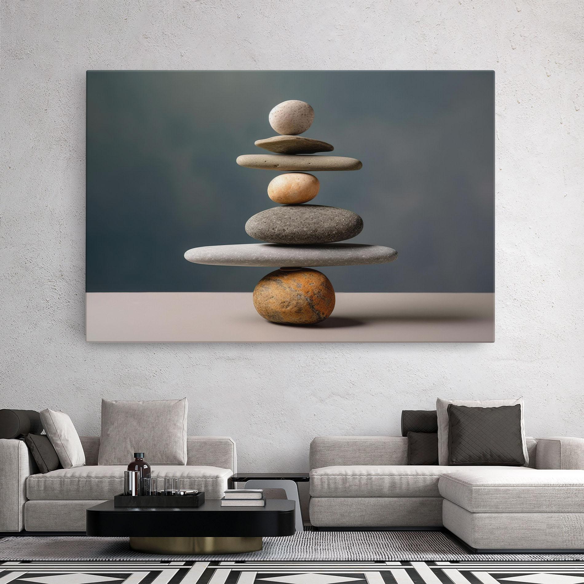 Leinwandbild Balance Pebbles Pyramid mockup 2