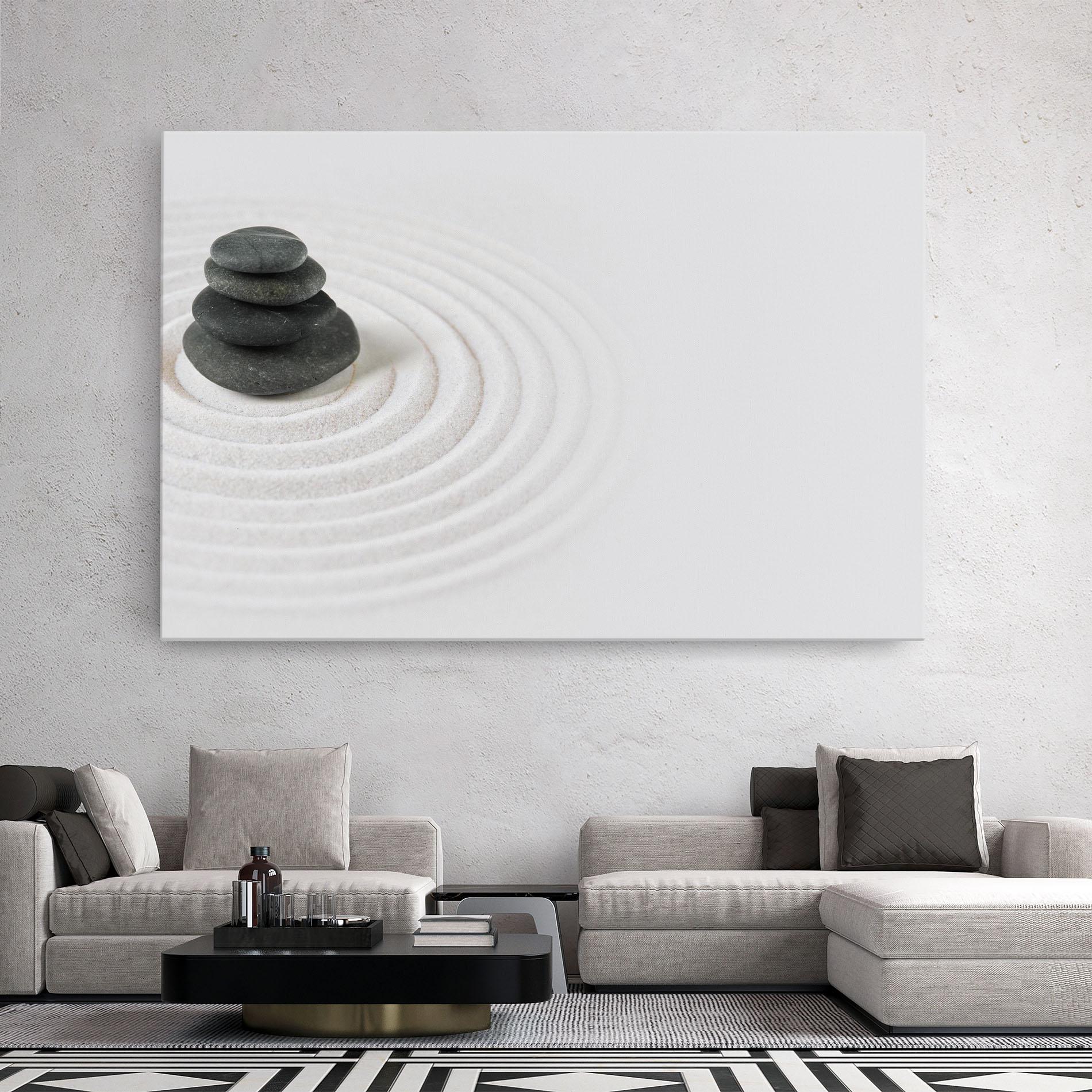 Leinwandbild Black Stones Sand mockup 2