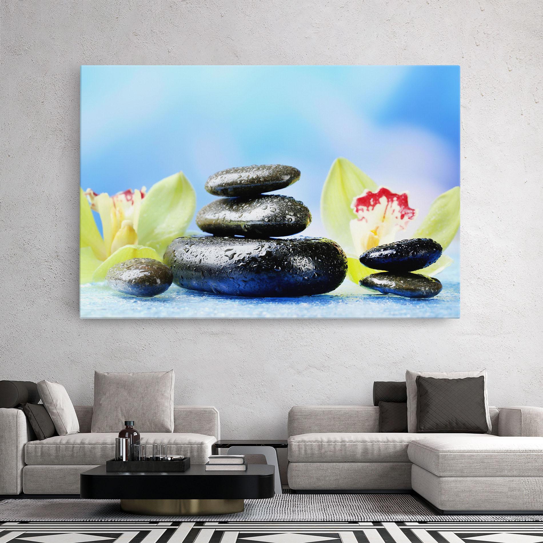 Leinwandbild Blooming Orchid Stone mockup 2