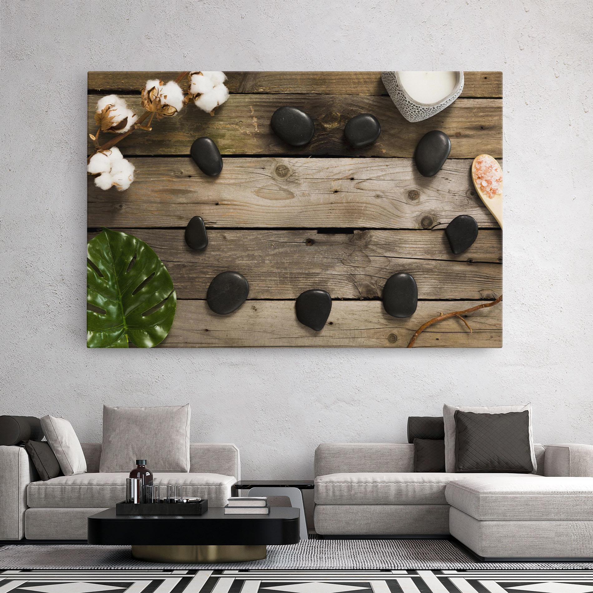 Leinwandbild Cotton Flowers Stones mockup 2