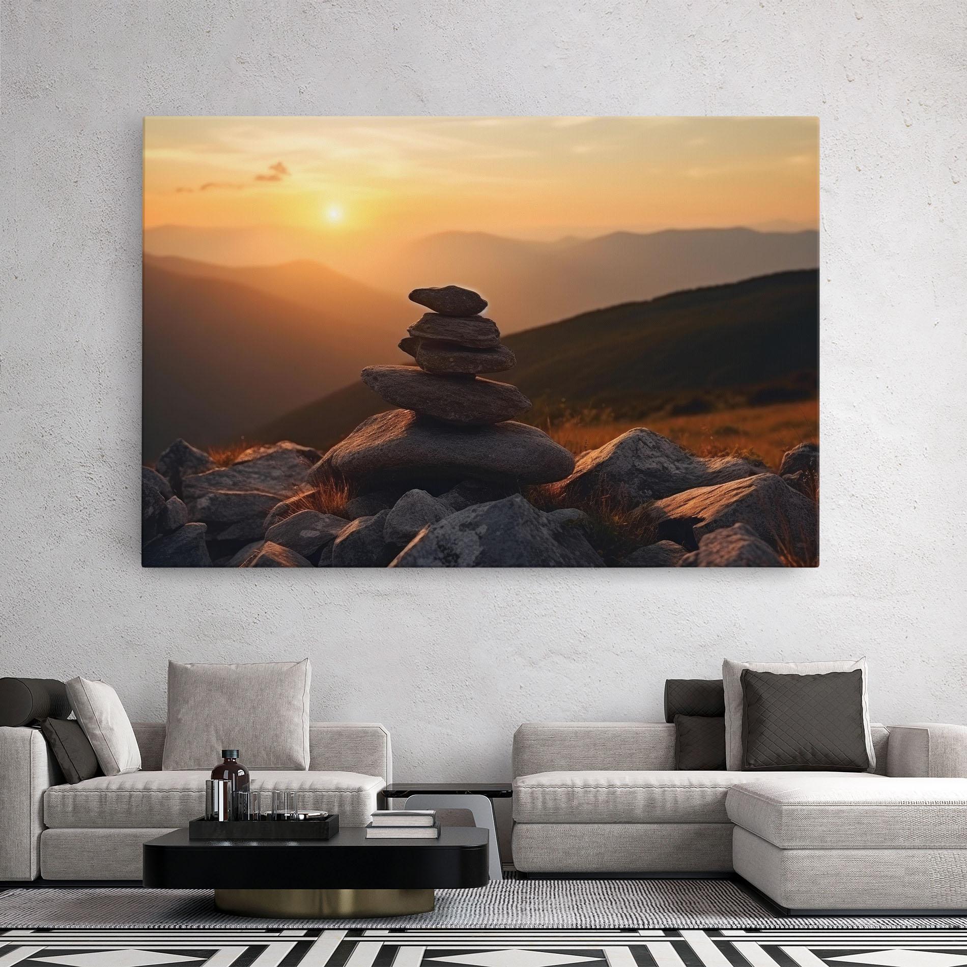 Leinwandbild Nature Sunset Stones mockup 2