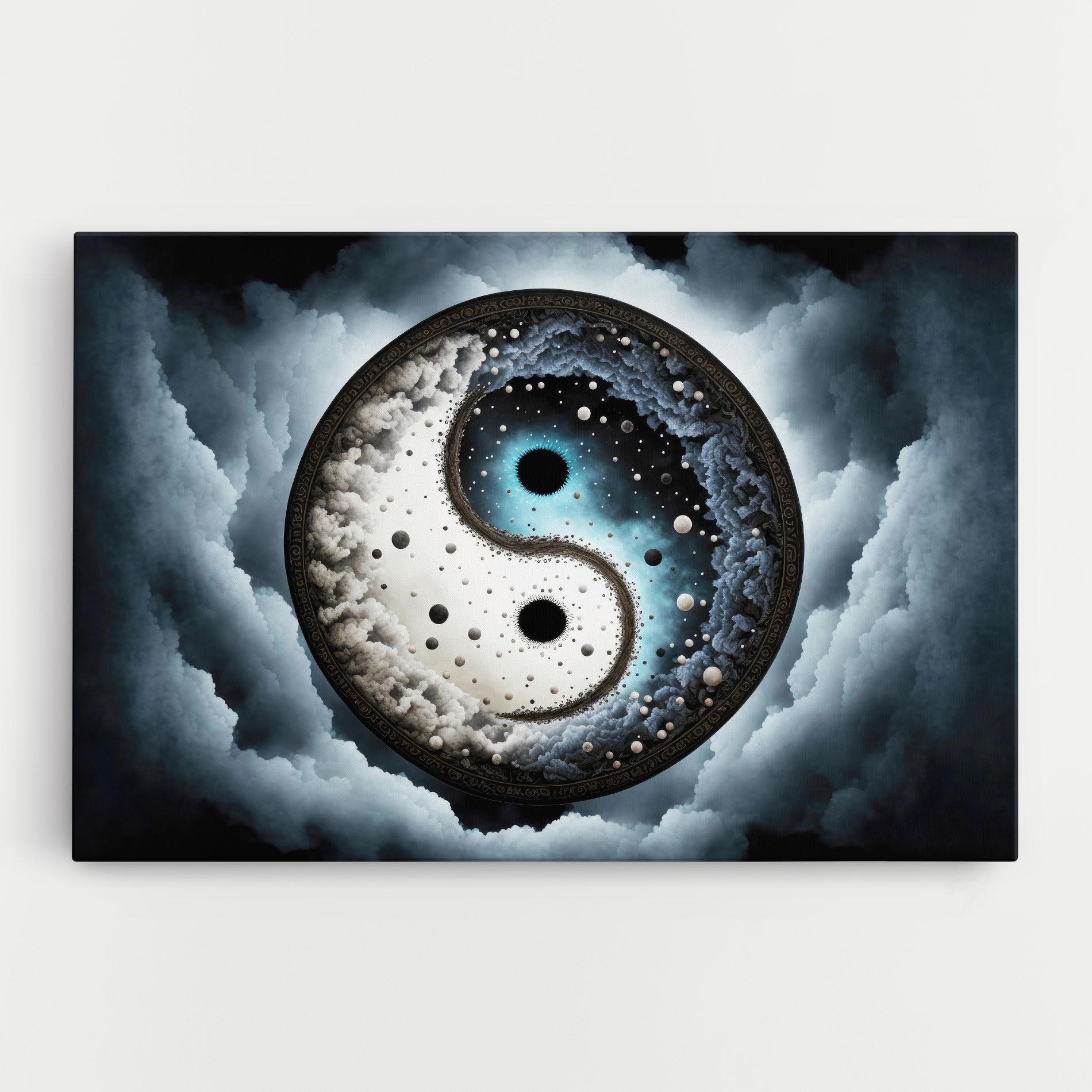 Leinwandbild Black Blue Yinyang mockup 0