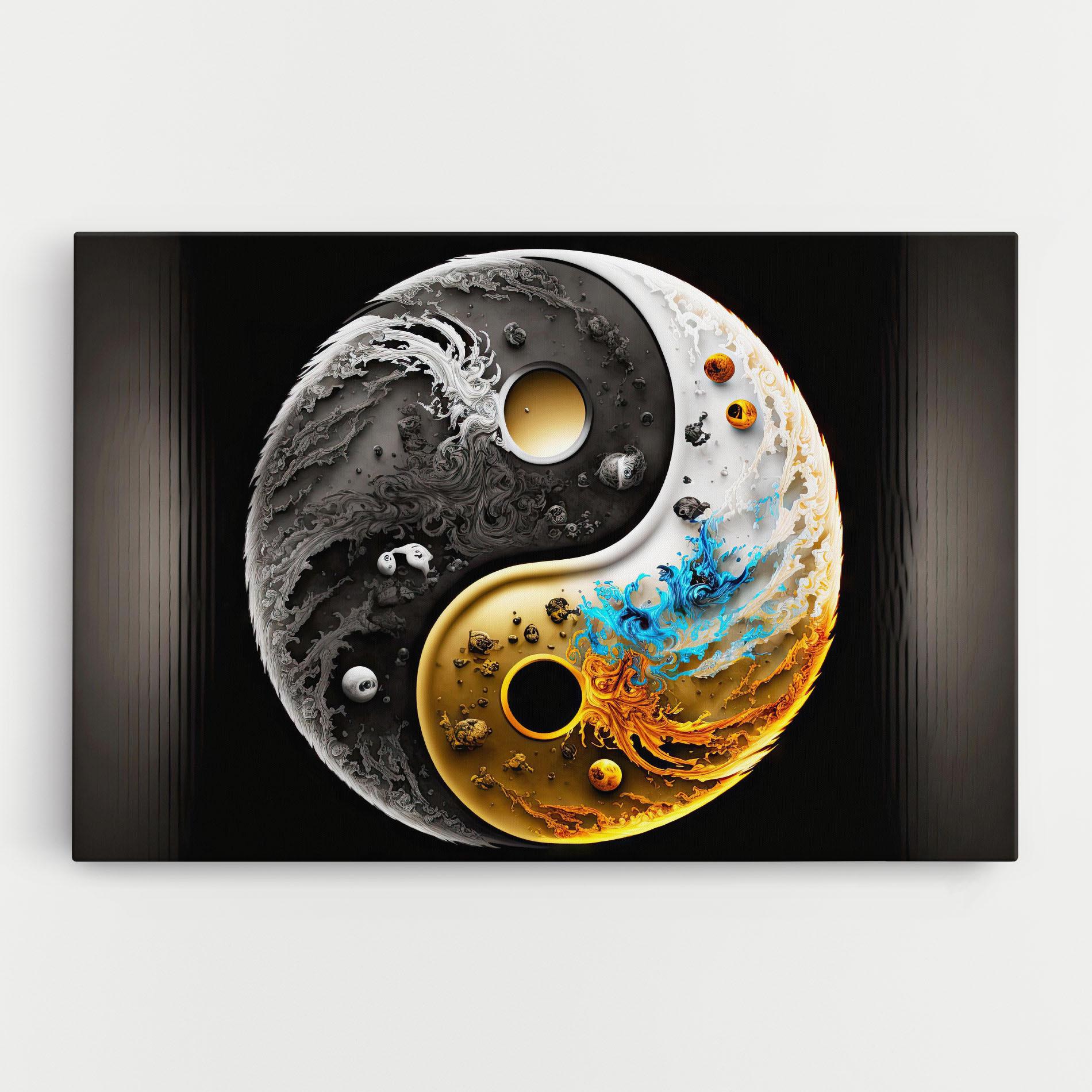 Leinwandbild Black Yellow Yinyang mockup 0