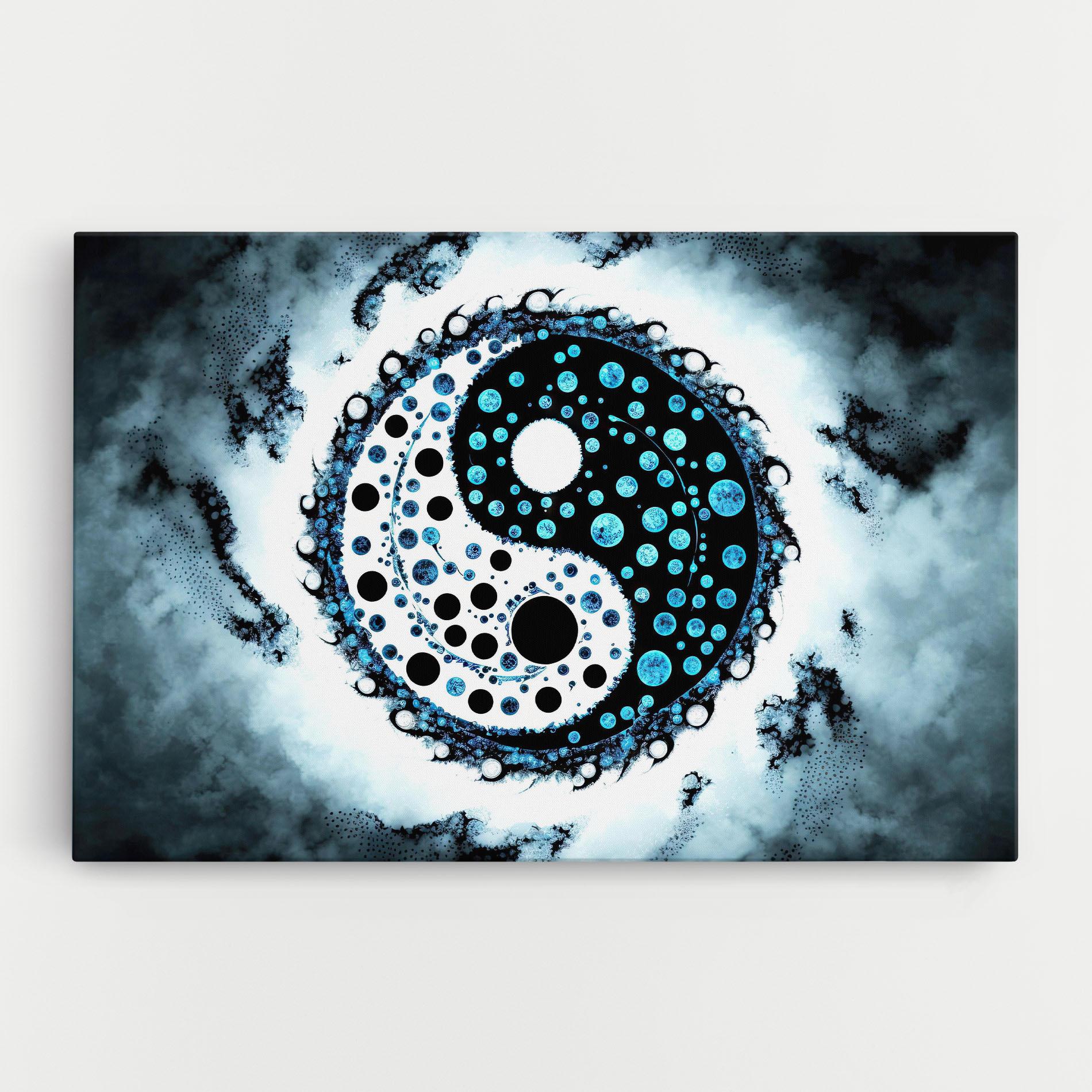 Leinwandbild Blue White Yinyang mockup 0