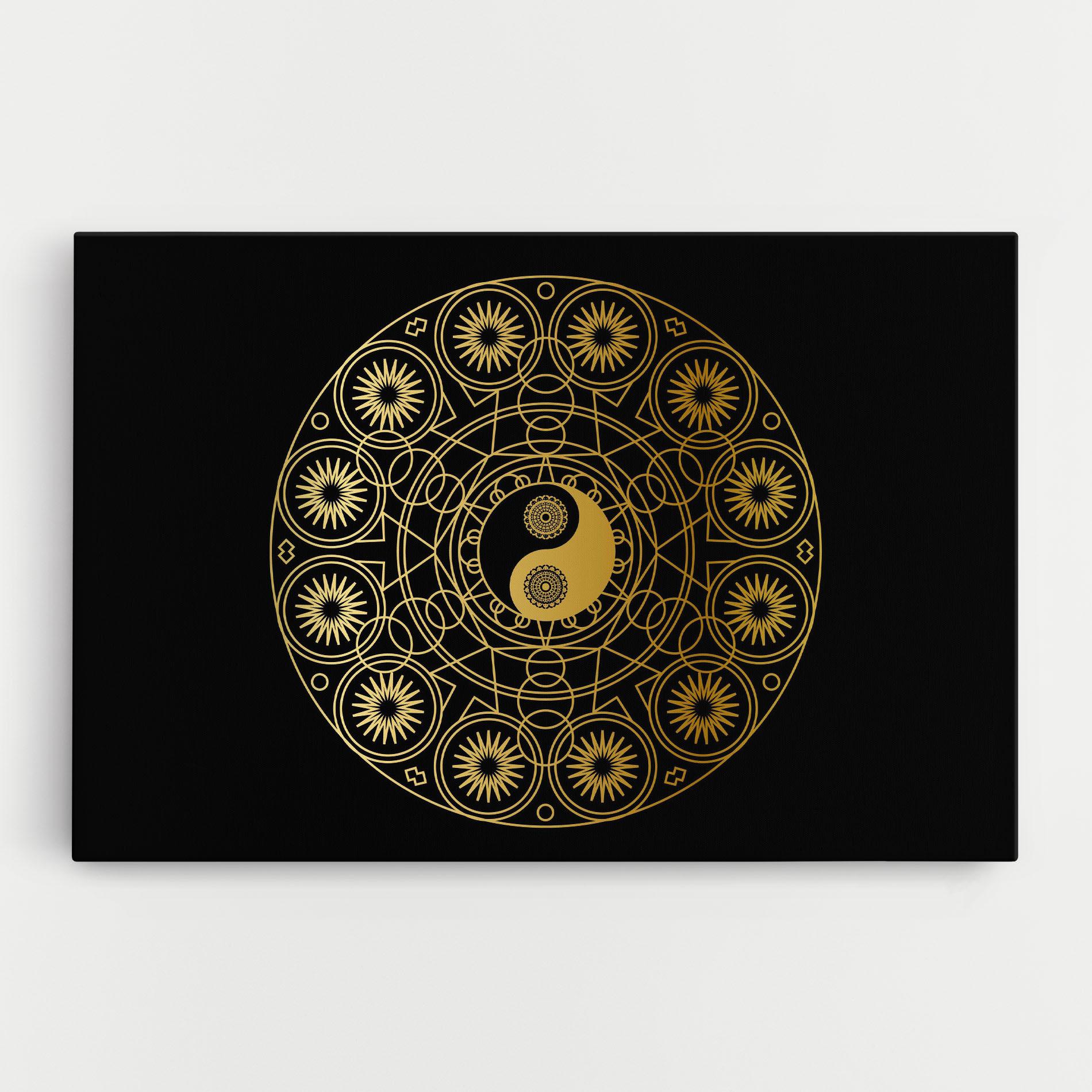 Leinwandbild Gold Meditation Mandala mockup 0