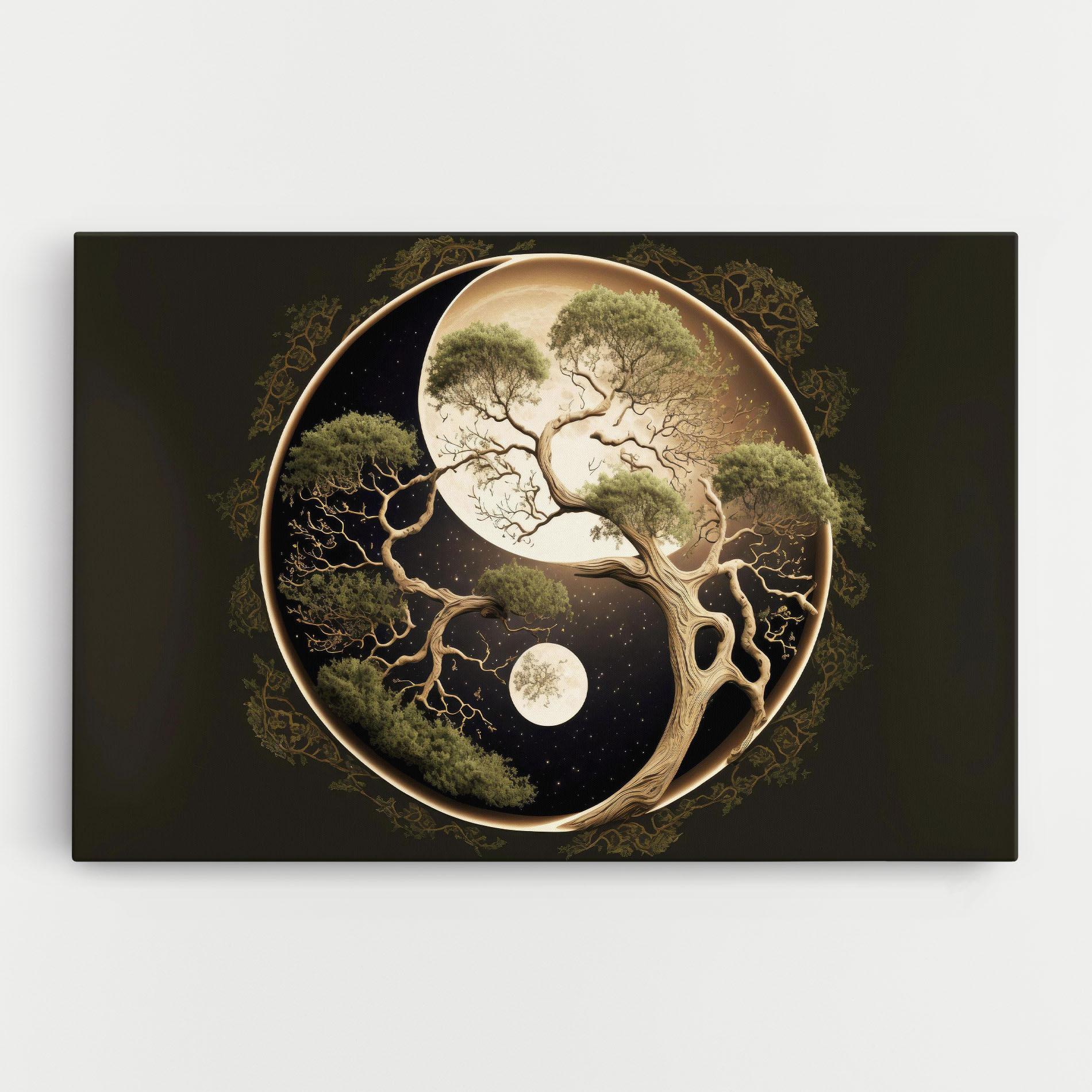 Leinwandbild Green Tree Yinyang mockup 0