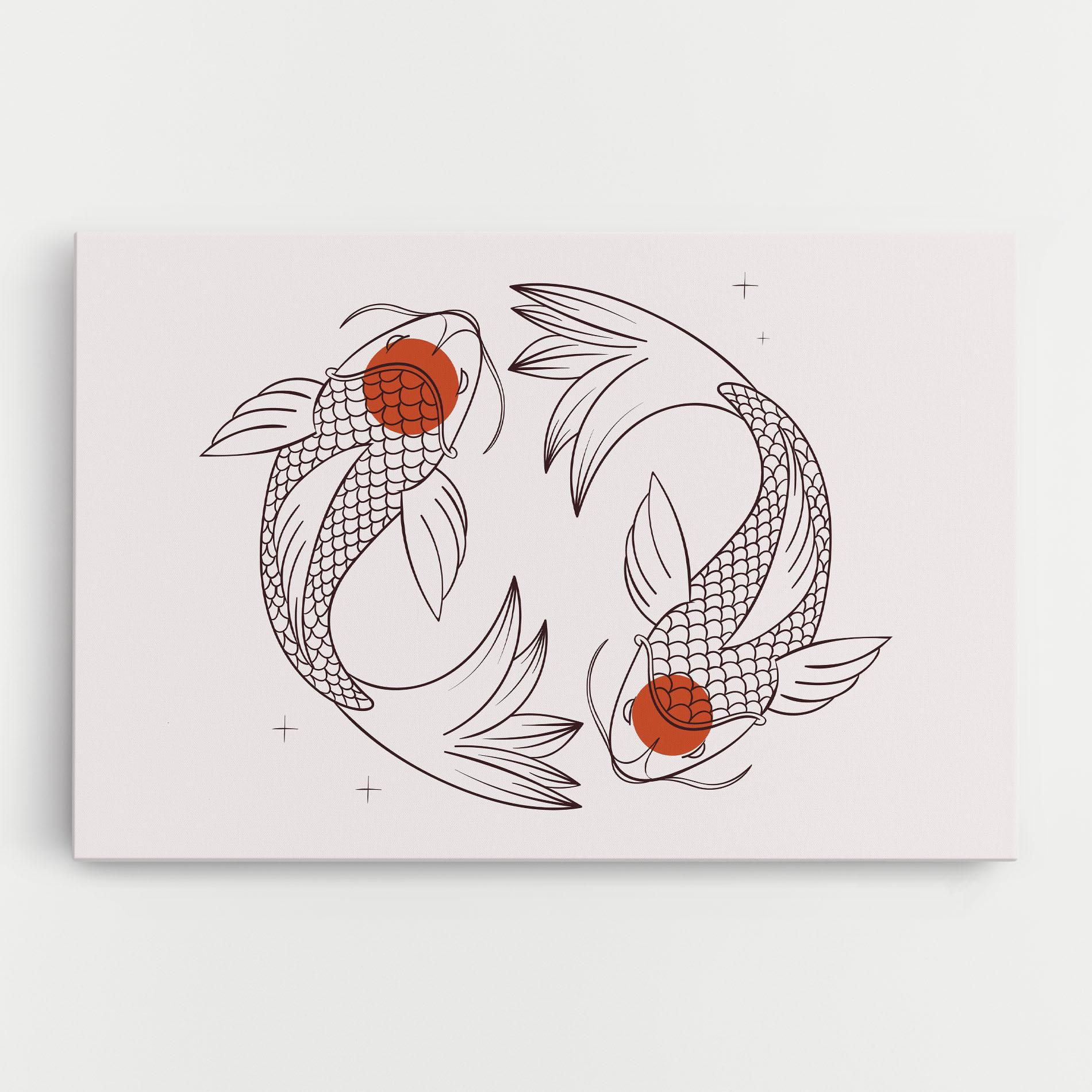 Leinwandbild Koi Yinyang Art mockup 0