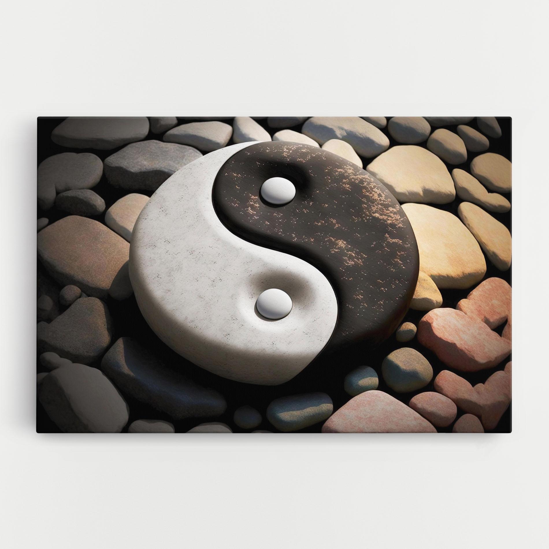 Leinwandbild Stone Yinyang mockup 0