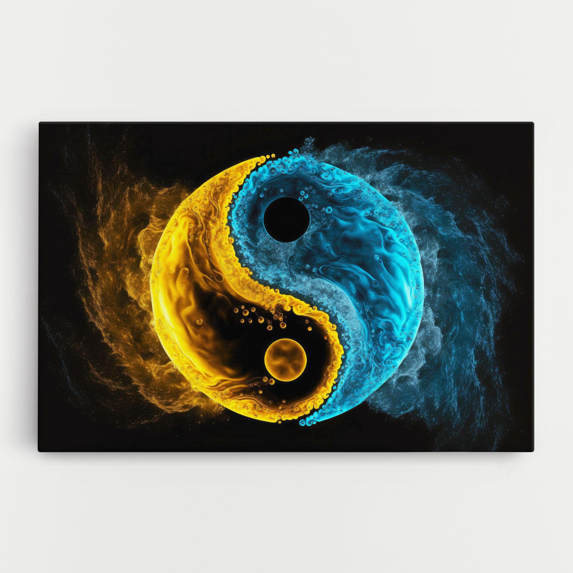 Leinwandbild Yellow Blue Yinyang mockup 0