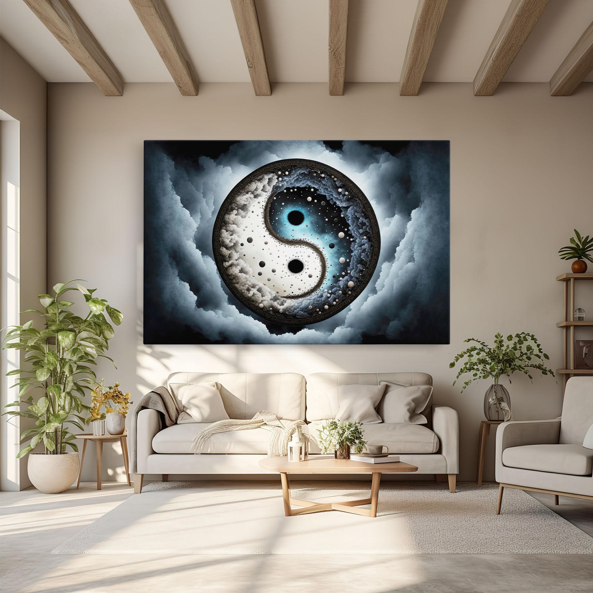 Leinwandbild Black Blue Yinyang mockup 6