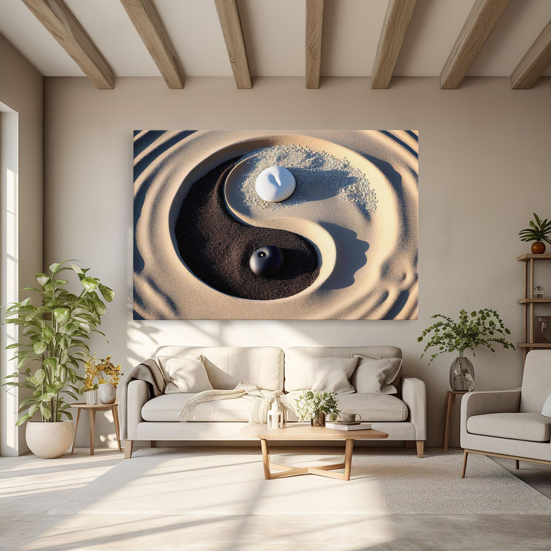 Leinwandbild Black Sand Yinyang mockup 6