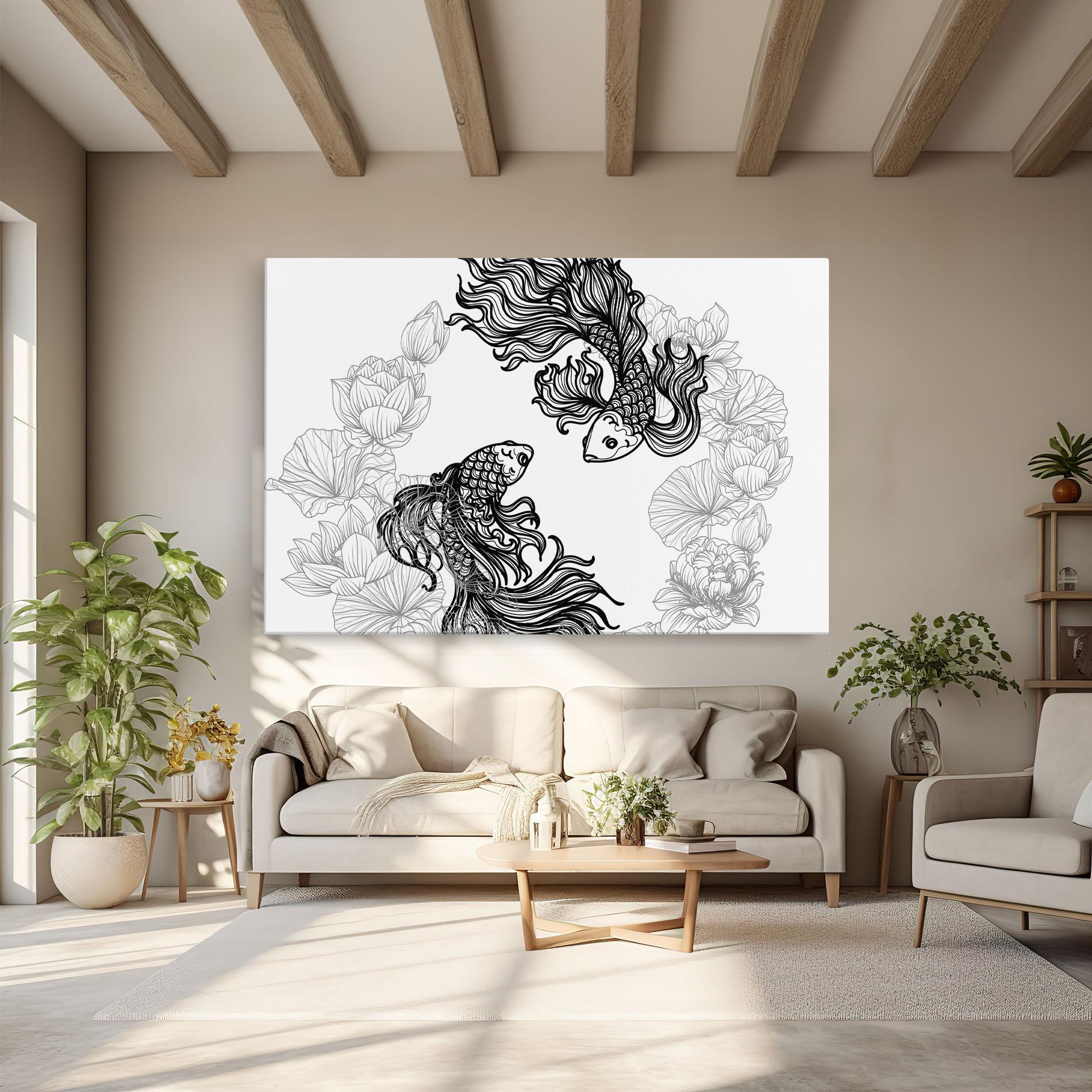 Leinwandbild Fish Yinyang mockup 6