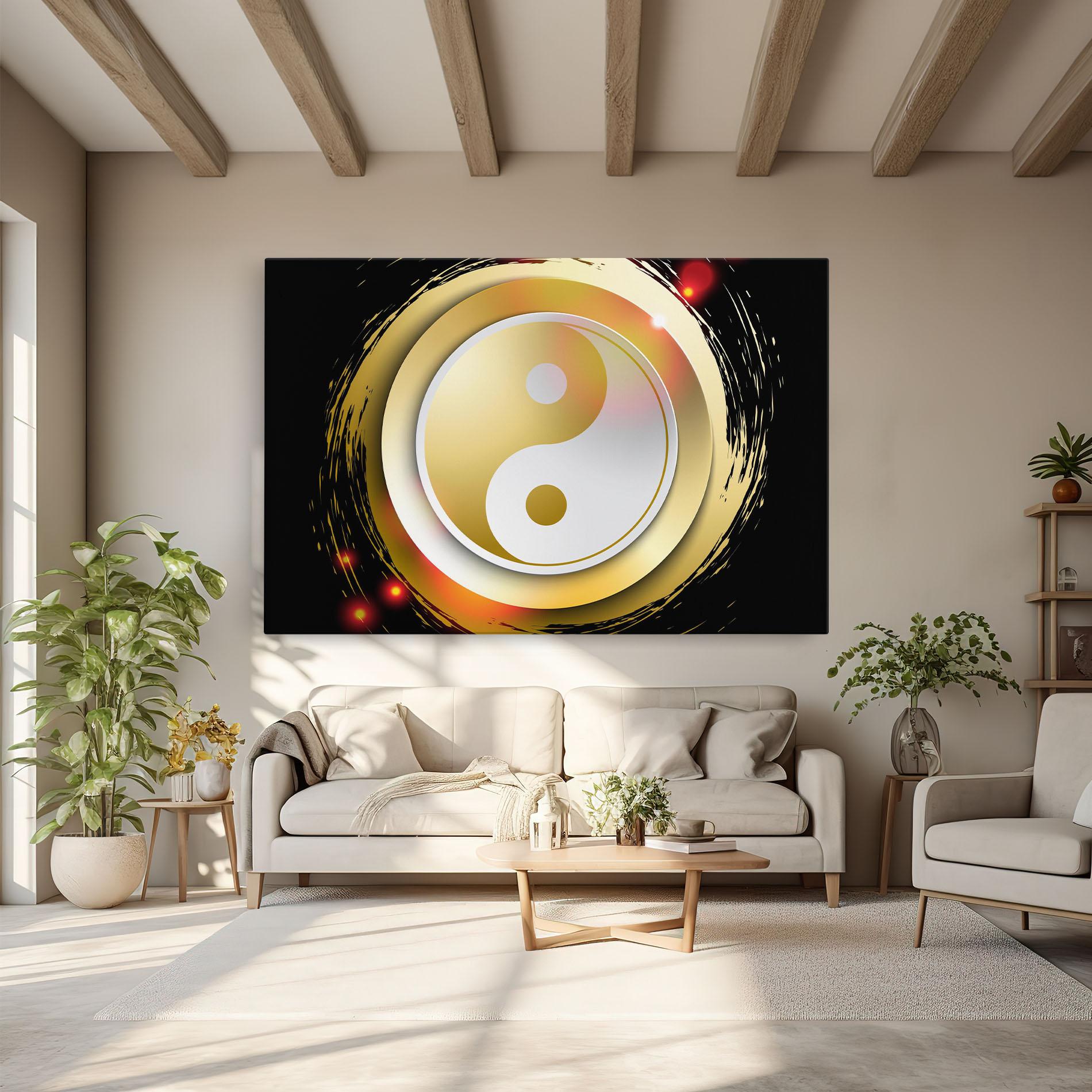Leinwandbild Gold Light Yinyang mockup 6