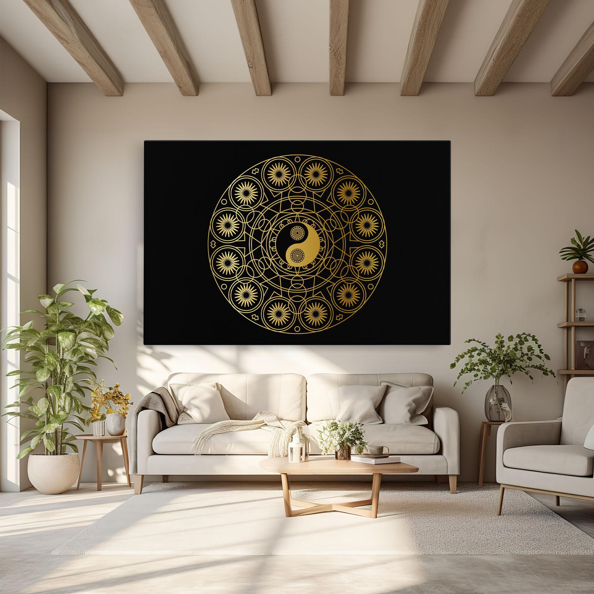 Leinwandbild Gold Meditation Mandala mockup 6