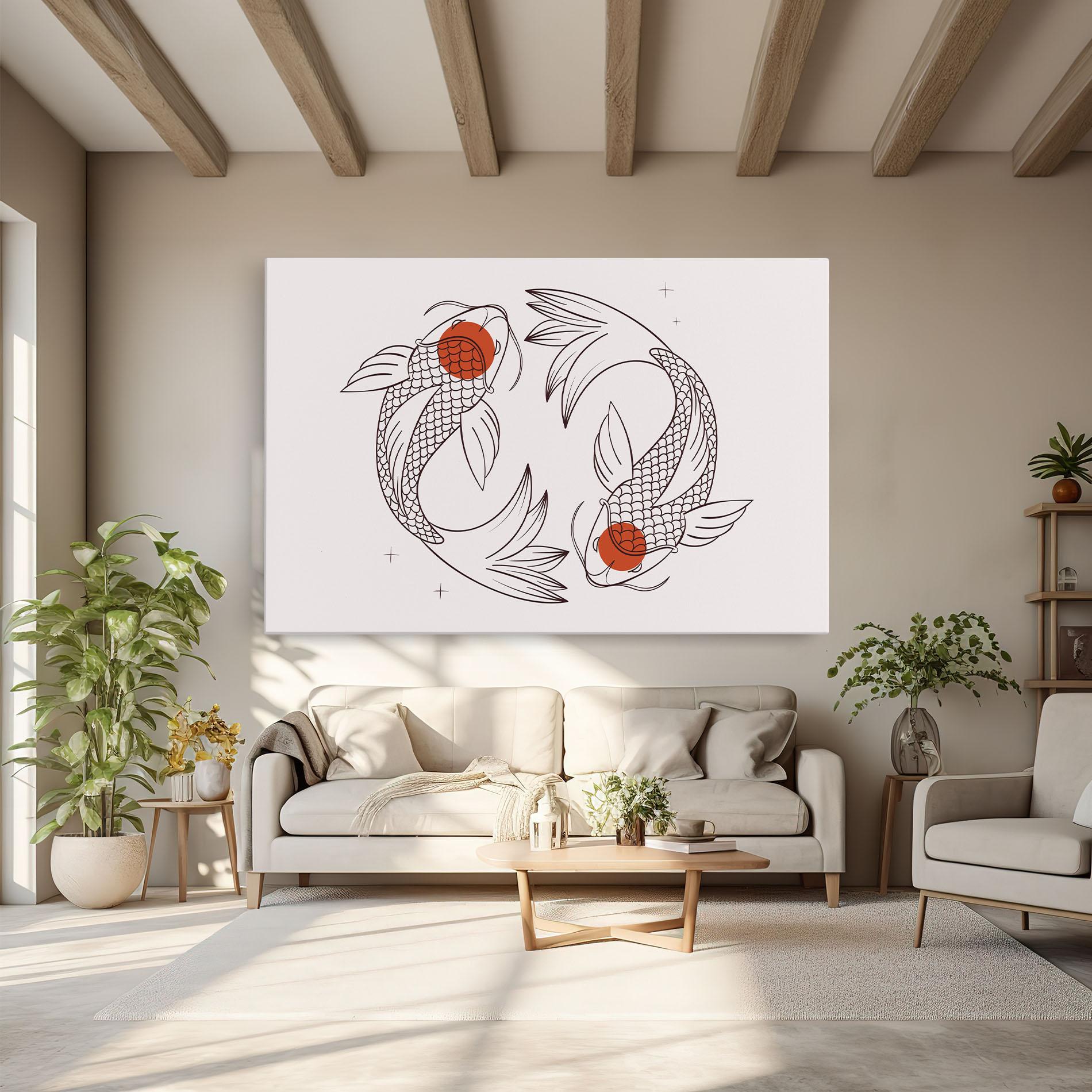Leinwandbild Koi Yinyang Art mockup 6