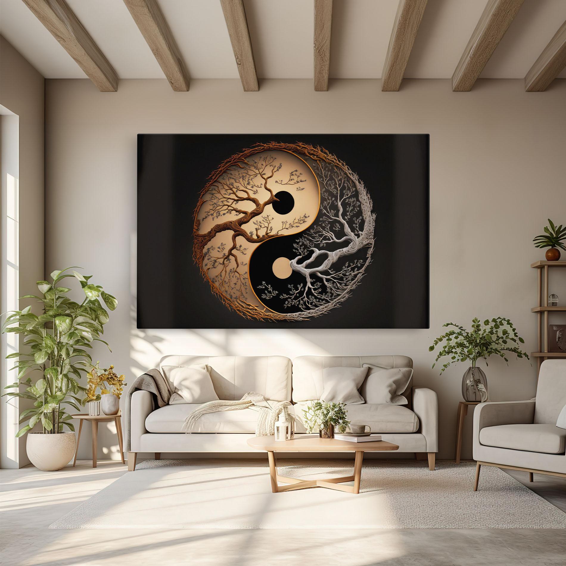 Leinwandbild Old Tree Yinyang mockup 6