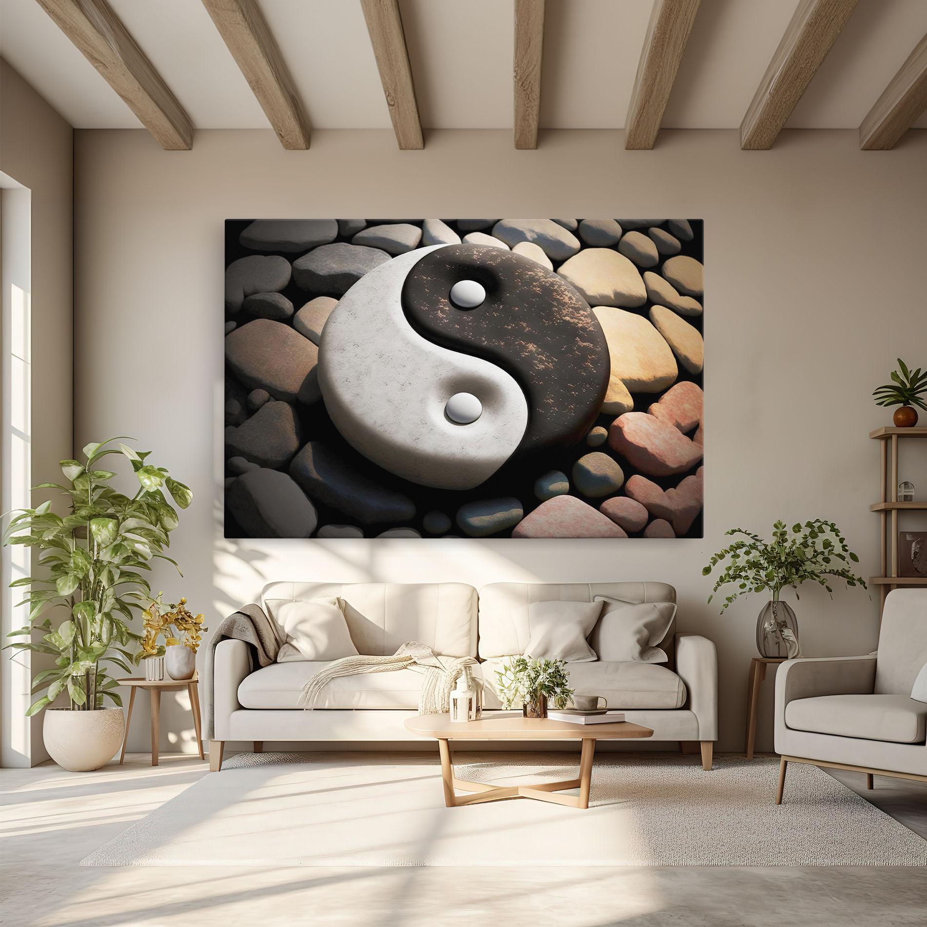 Leinwandbild Stone Yinyang mockup 6