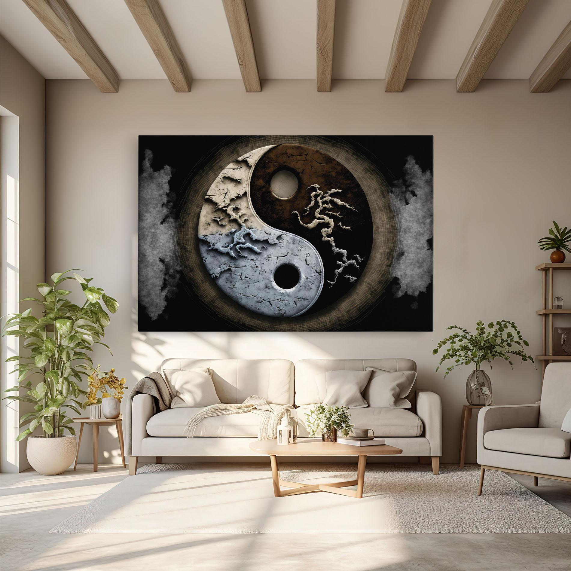 Leinwandbild Vintage Yinyang mockup 6