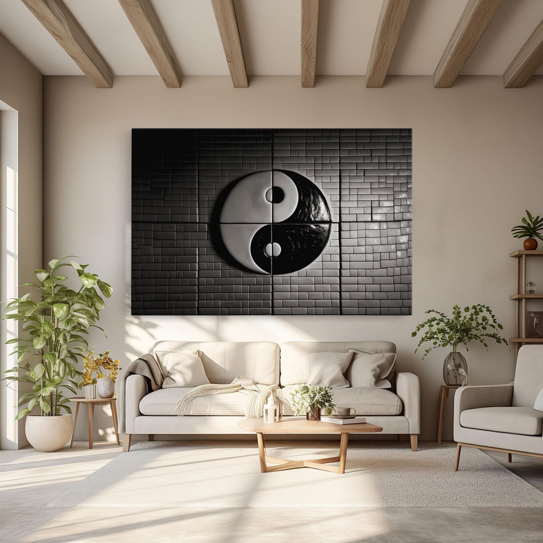 Leinwandbild Yinyang Tiles Wall mockup 6