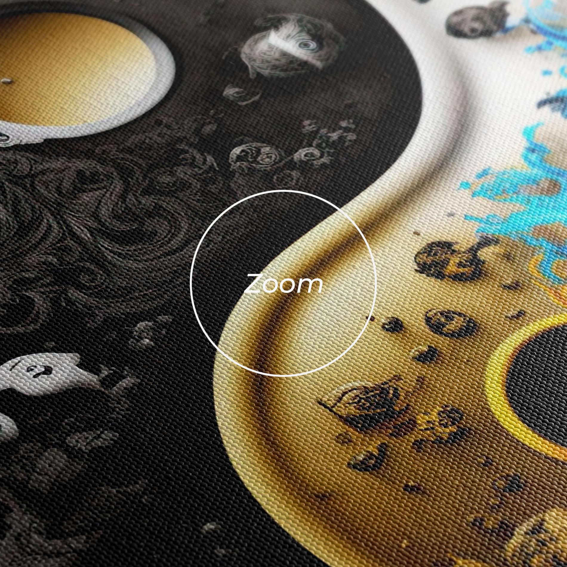 Leinwandbild Black Yellow Yinyang mockup 3