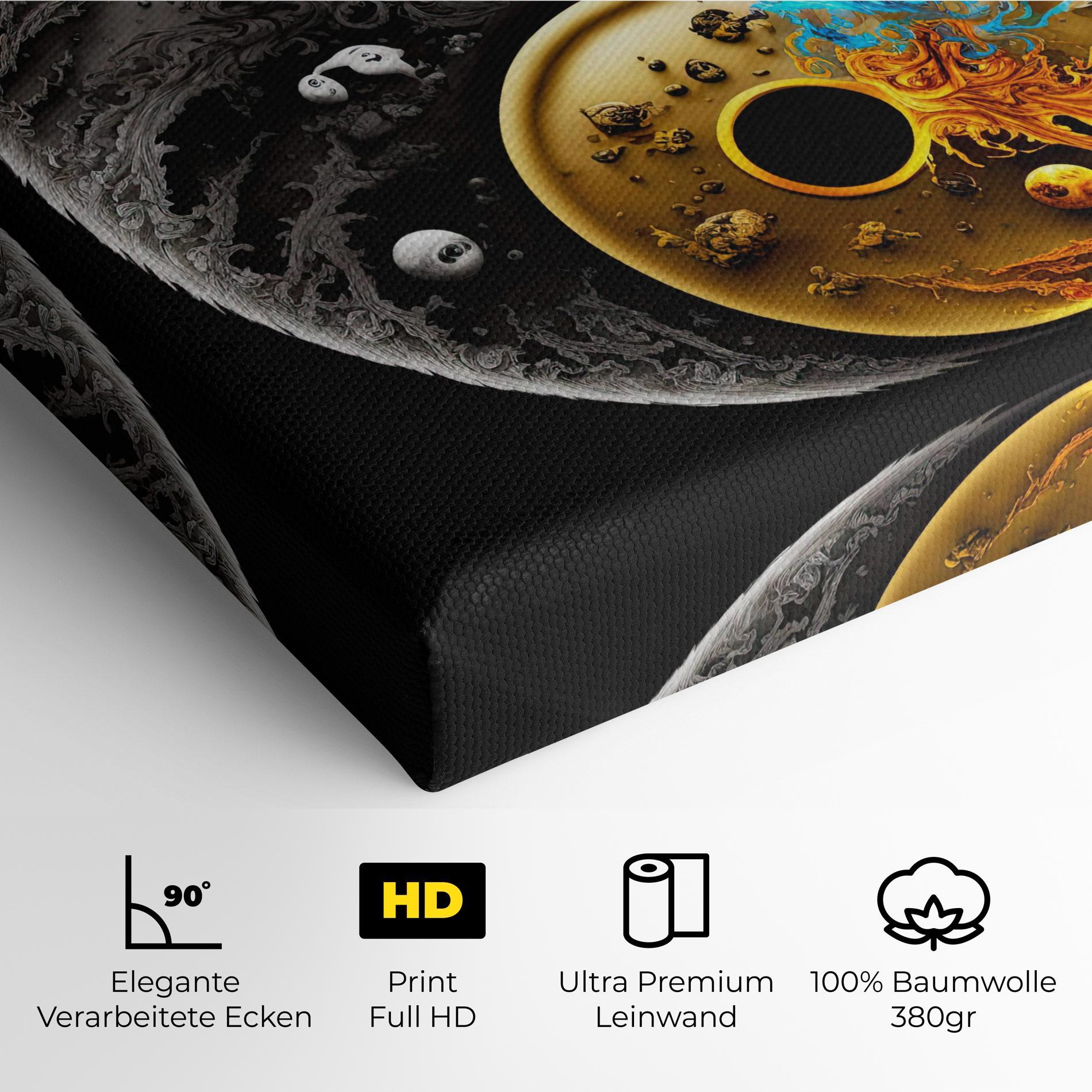 Leinwandbild Black Yellow Yinyang mockup 4