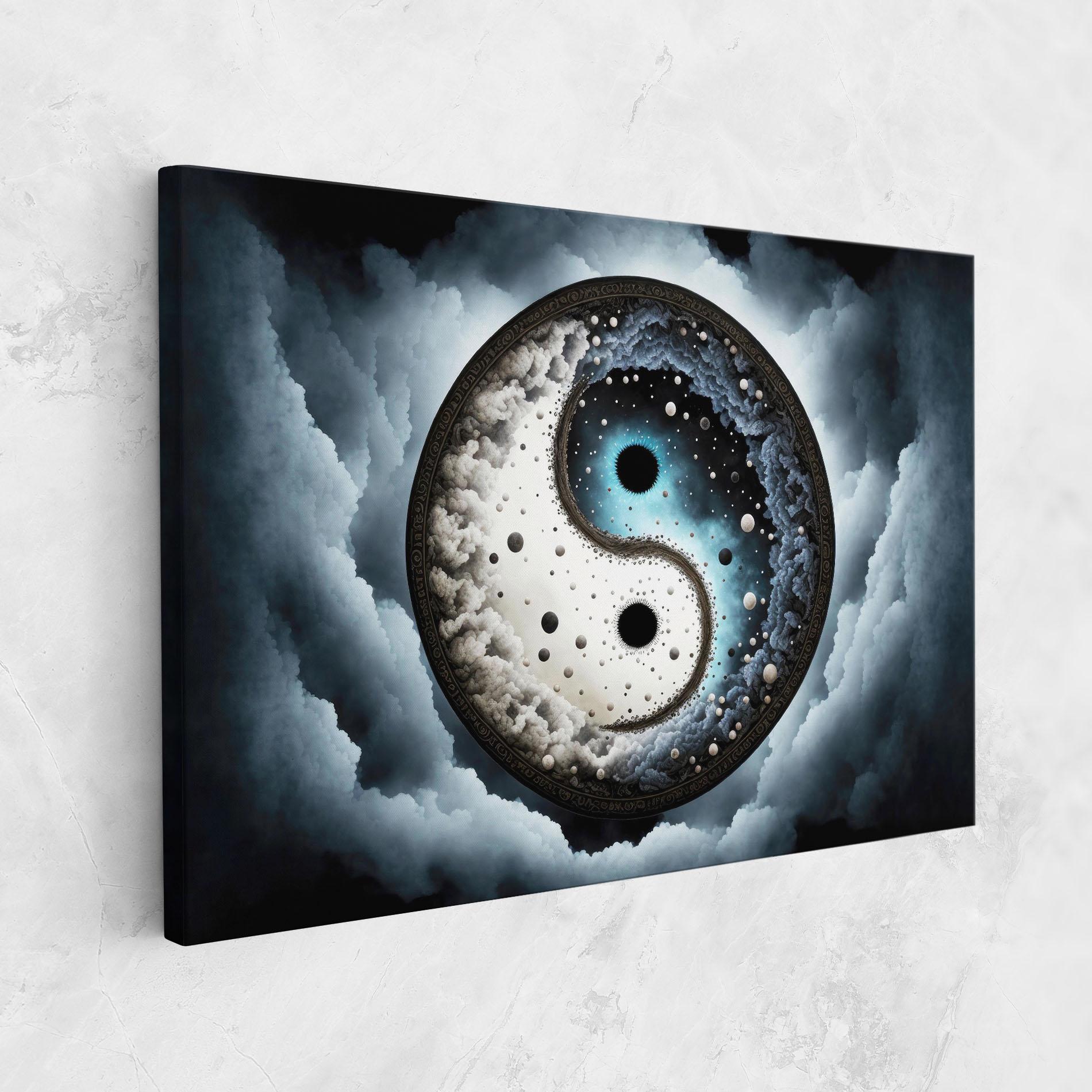 Leinwandbild Black Blue Yinyang mockup 1