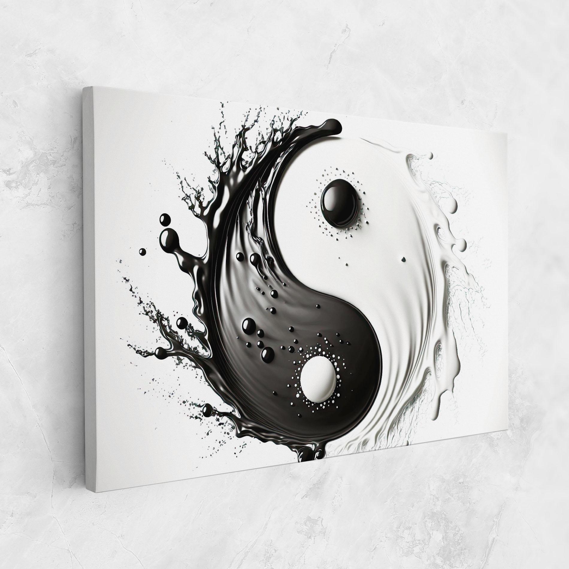 Leinwandbild Black Liquid Yinyang mockup 1