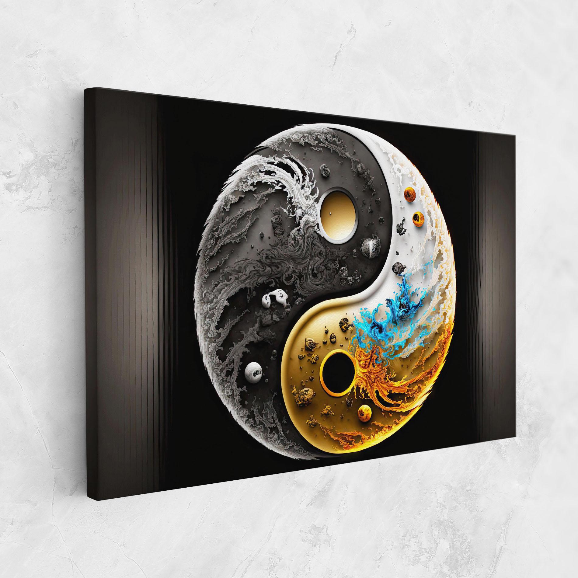 Leinwandbild Black Yellow Yinyang mockup 1