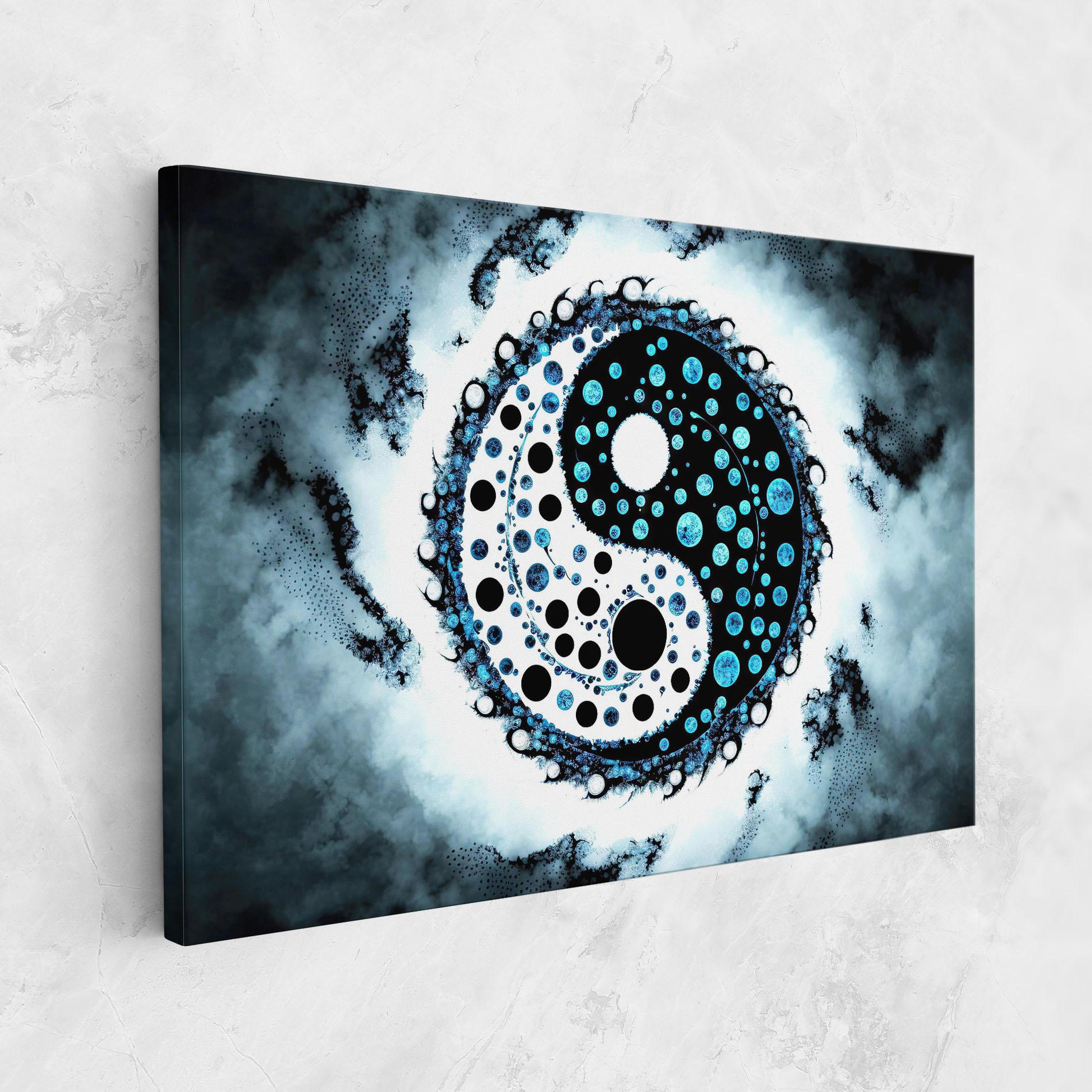 Leinwandbild Blue White Yinyang mockup 1