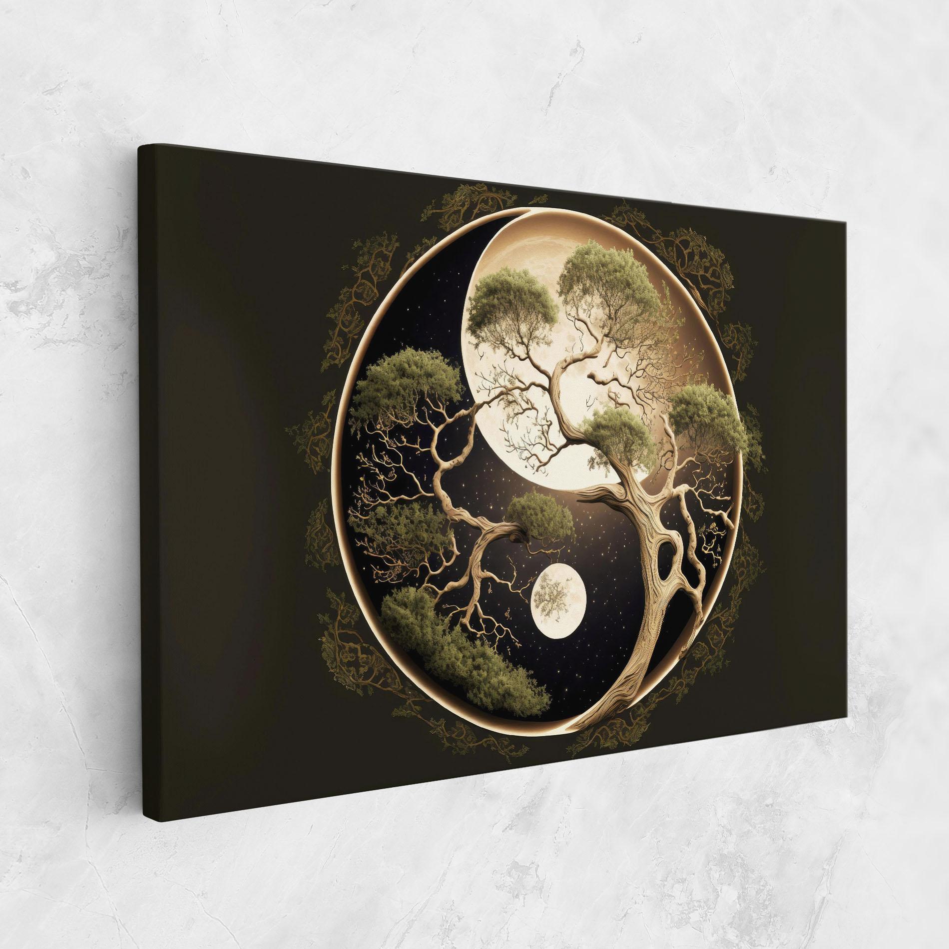 Leinwandbild Green Tree Yinyang mockup 1