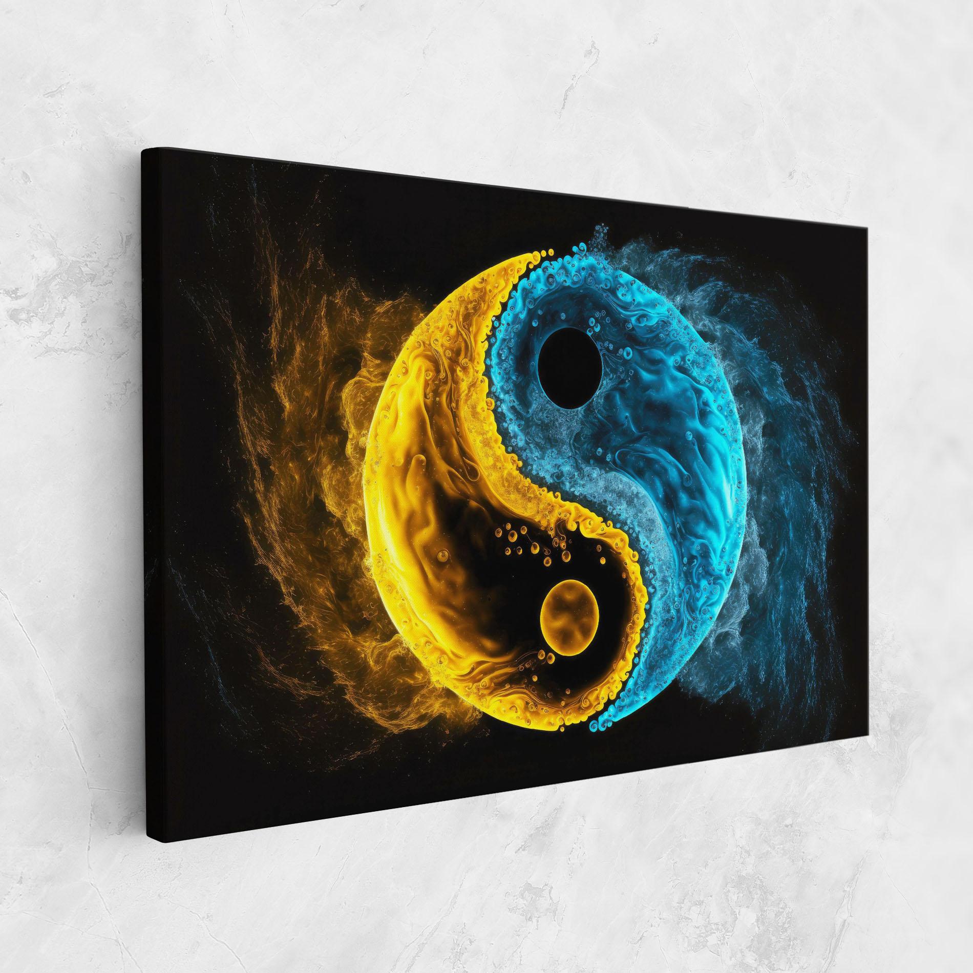 Leinwandbild Yellow Blue Yinyang mockup 1