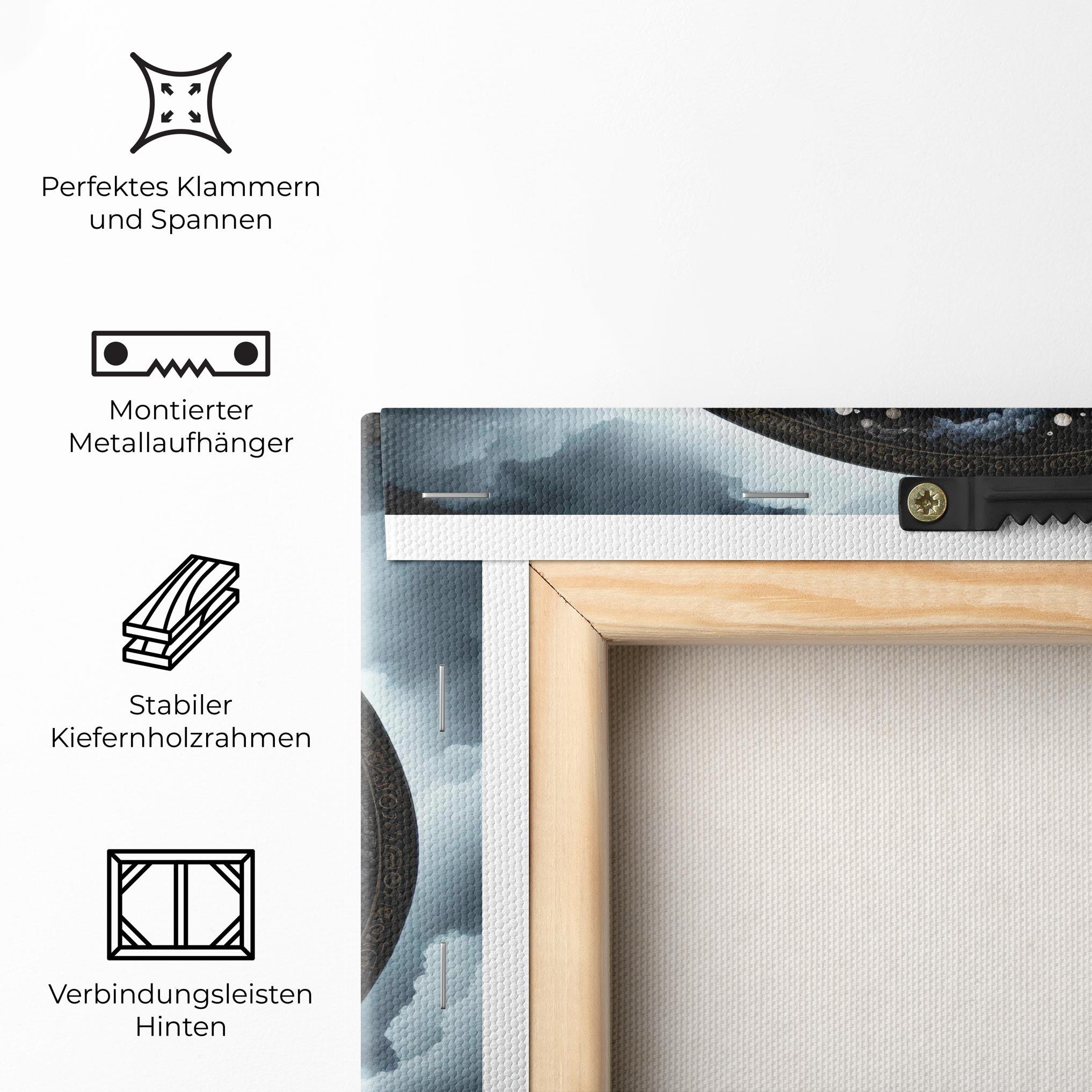 Leinwandbild Black Blue Yinyang mockup 5