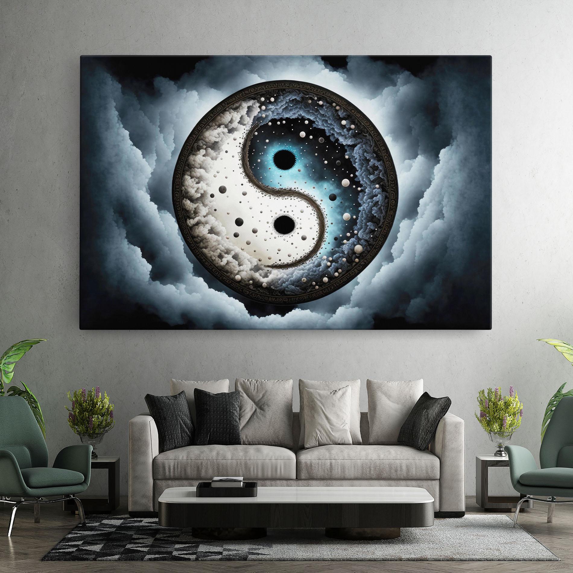 Leinwandbild Black Blue Yinyang mockup 7