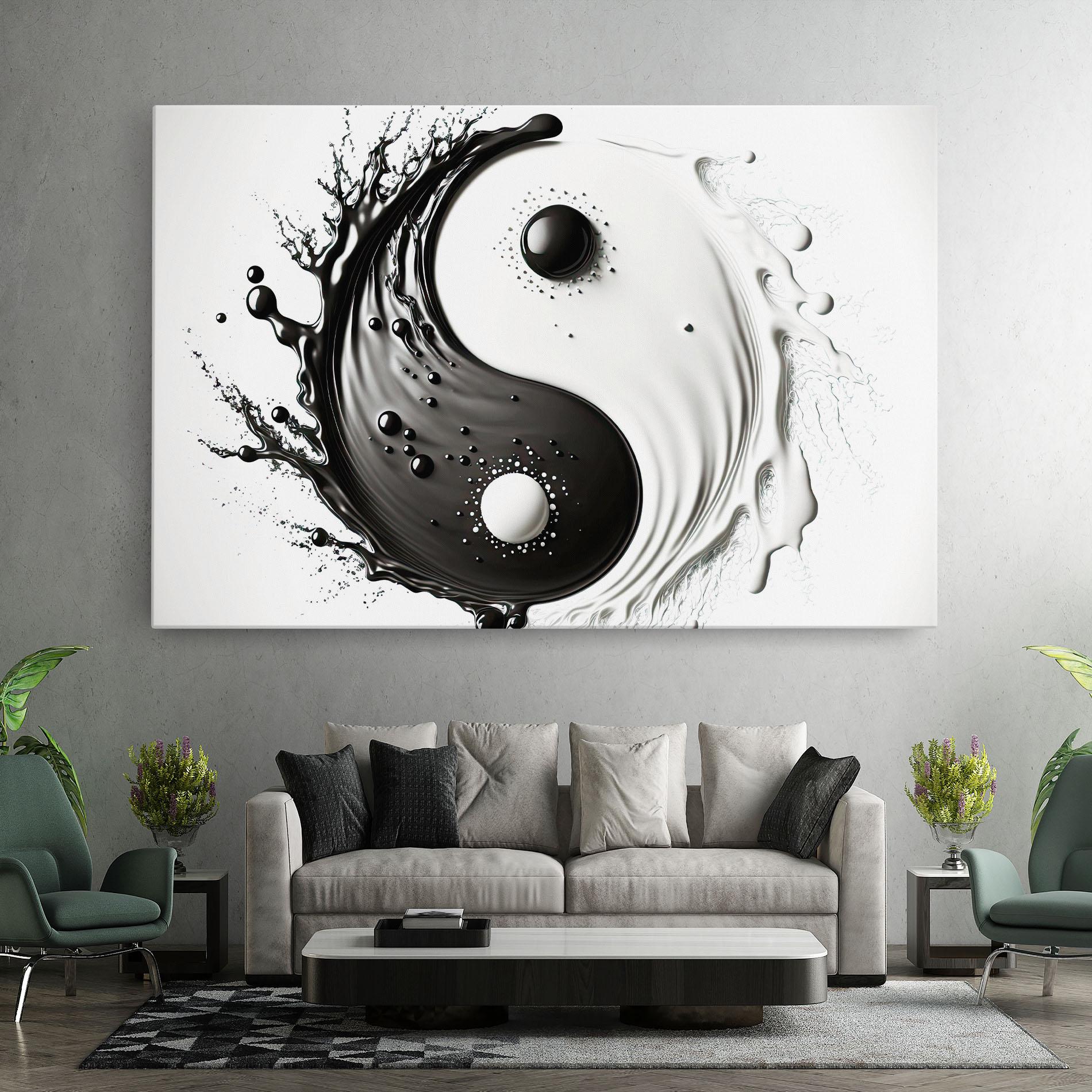 Leinwandbild Black Liquid Yinyang mockup 7