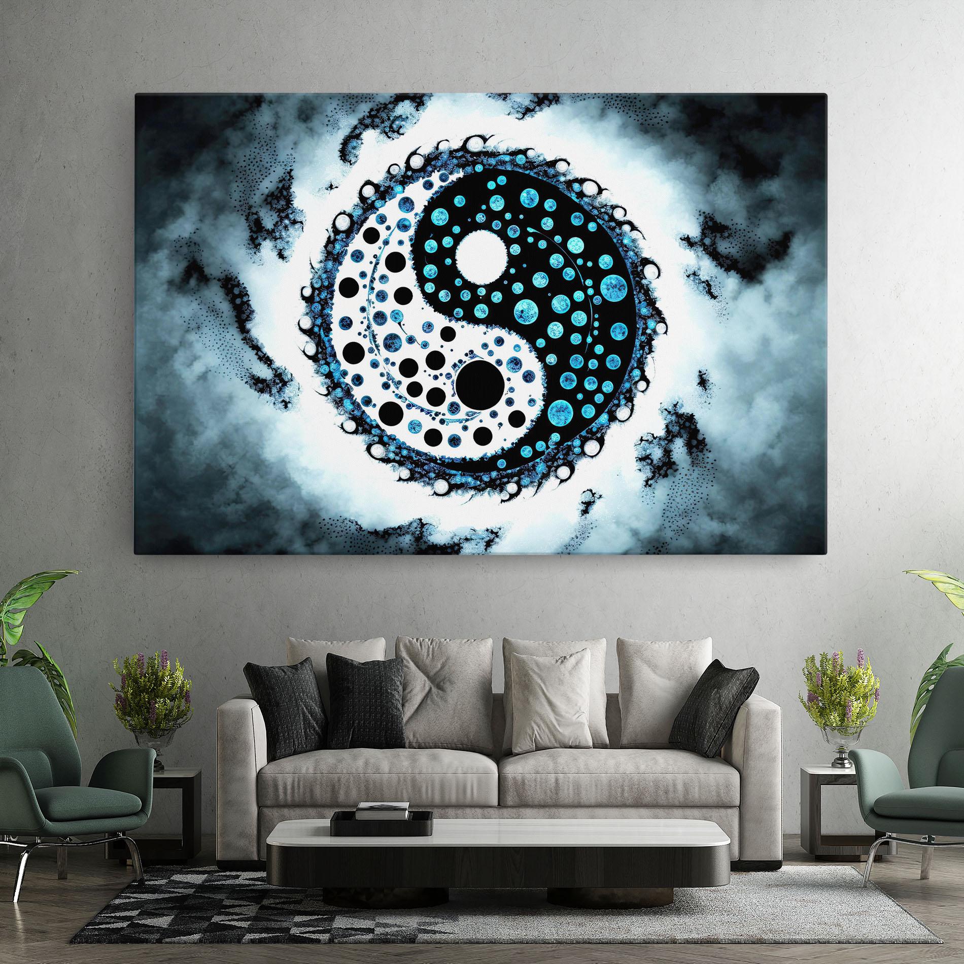 Leinwandbild Blue White Yinyang mockup 7